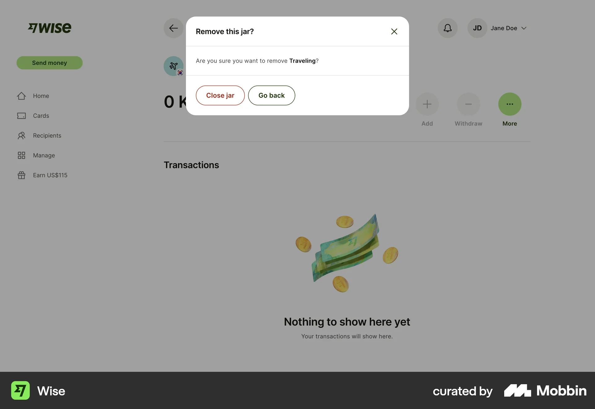Wise Web Delete screen