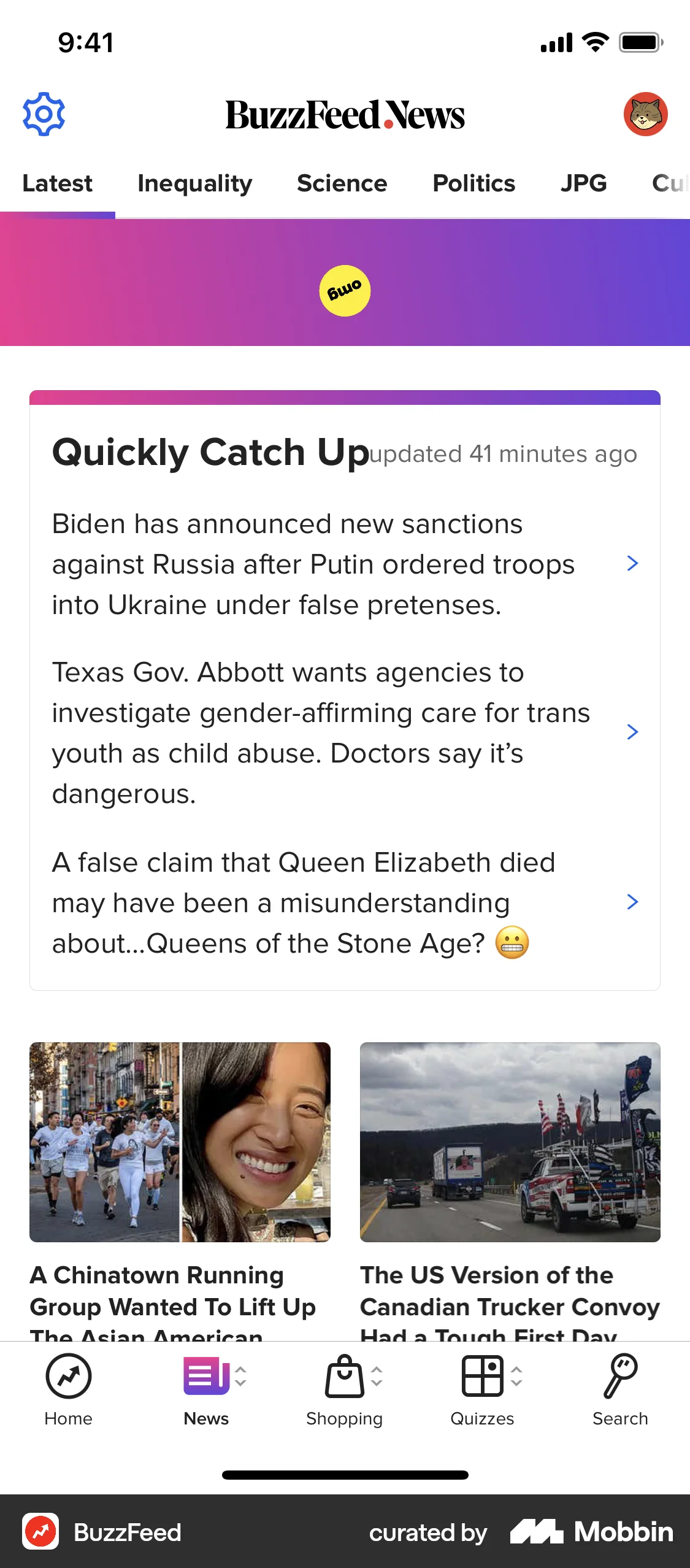 BuzzFeed iOS Pull to Refresh screen