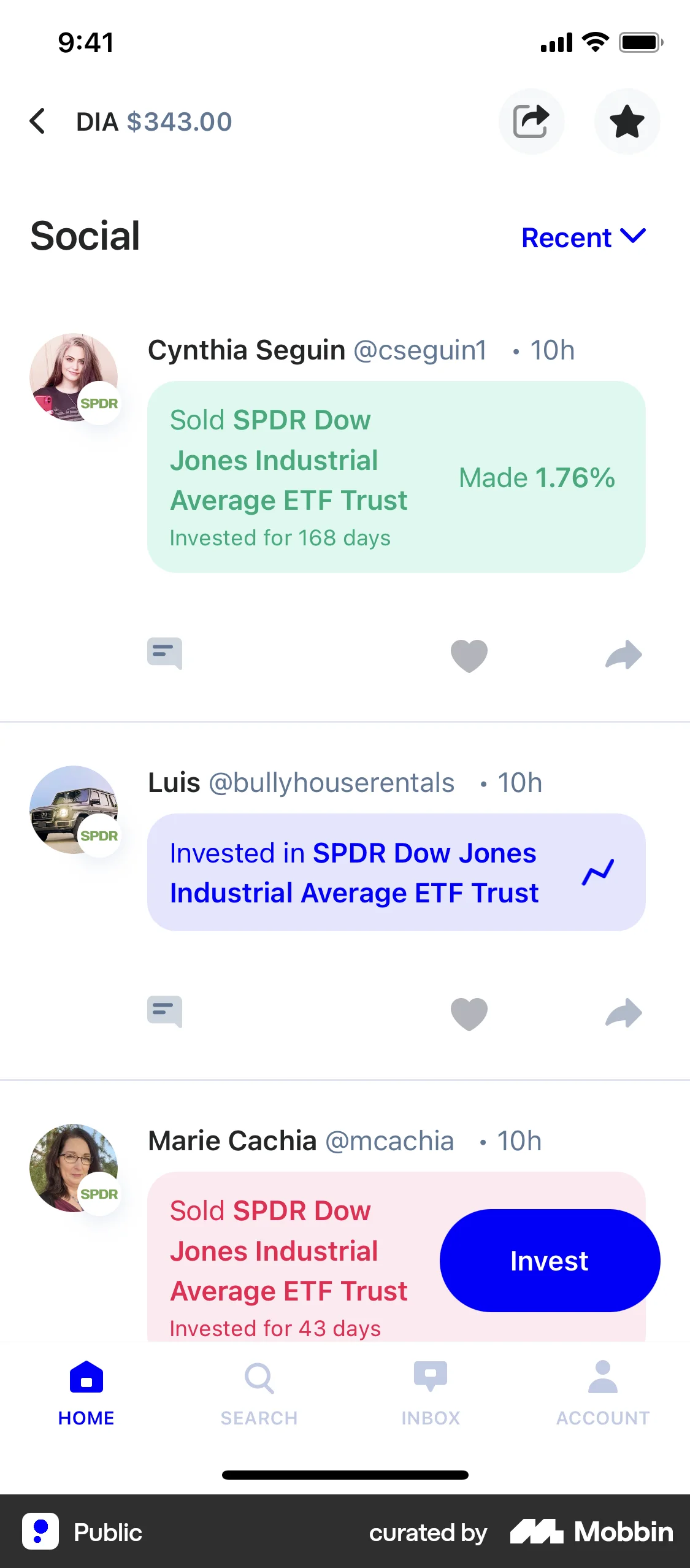 Public iOS Social Feed screen