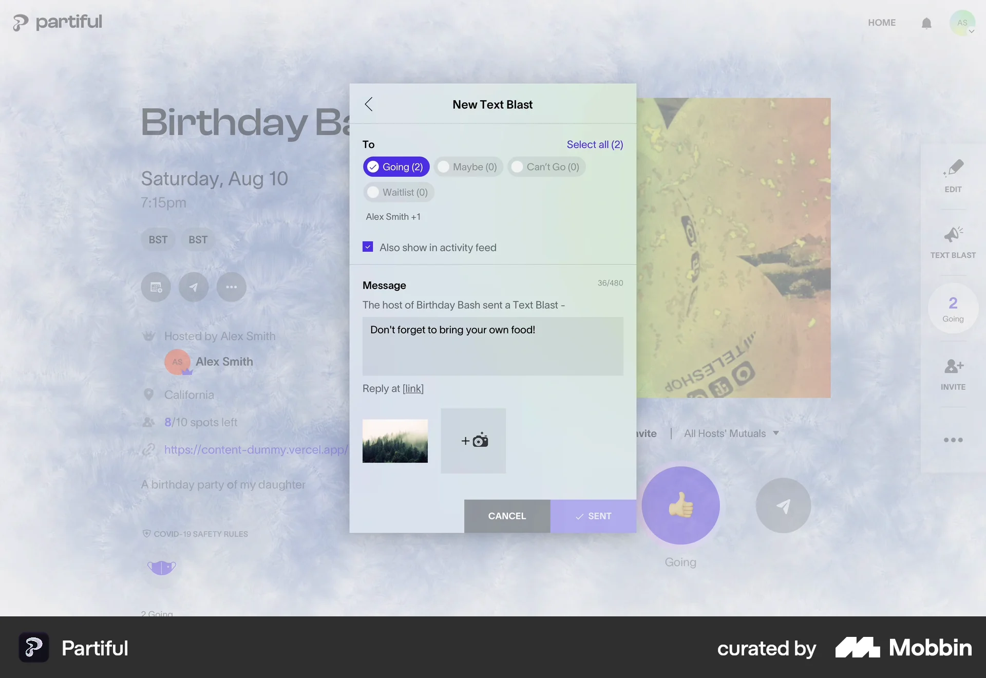 Partiful Web Lifestyle App screen