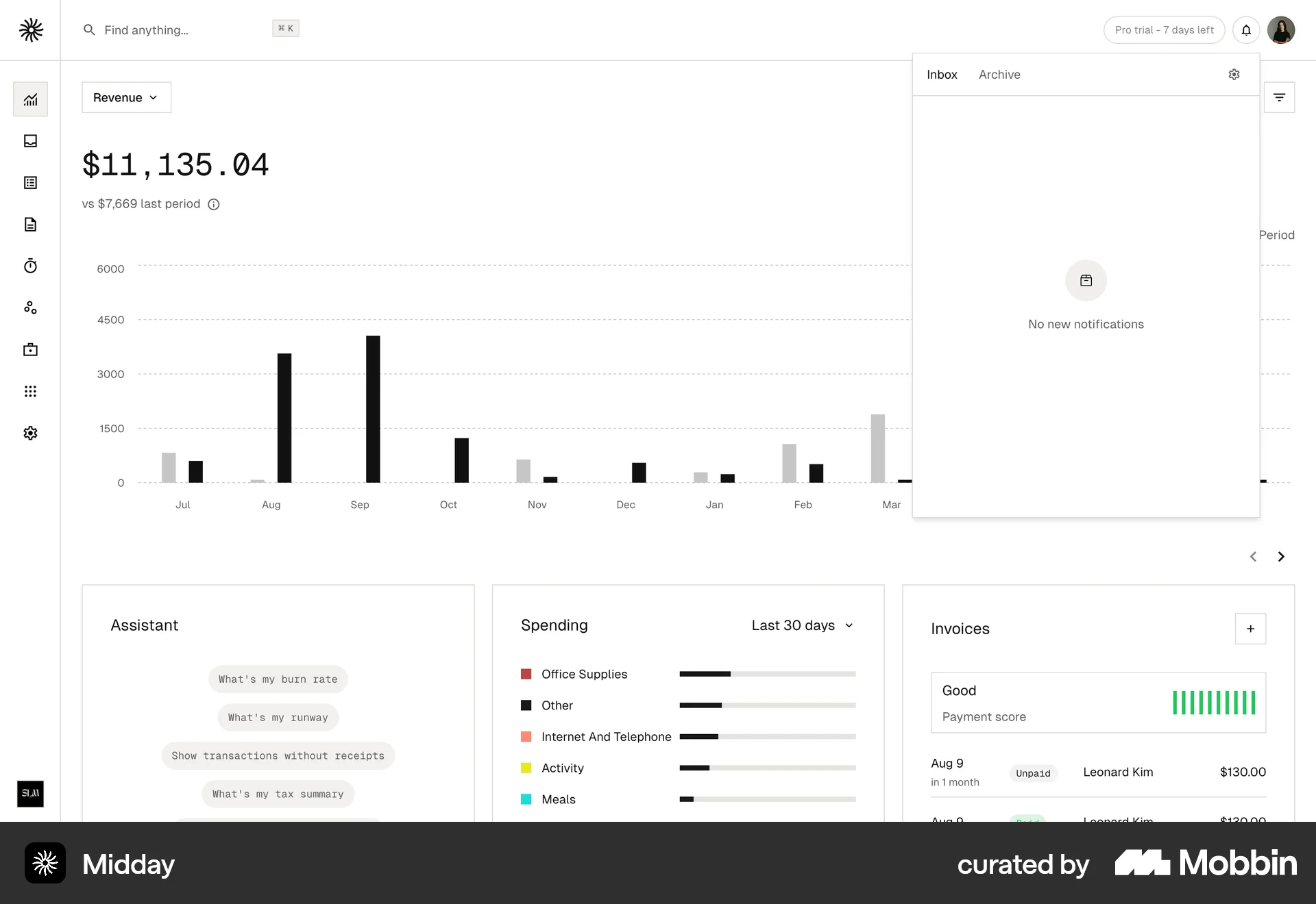 Midday Web Empty State screen