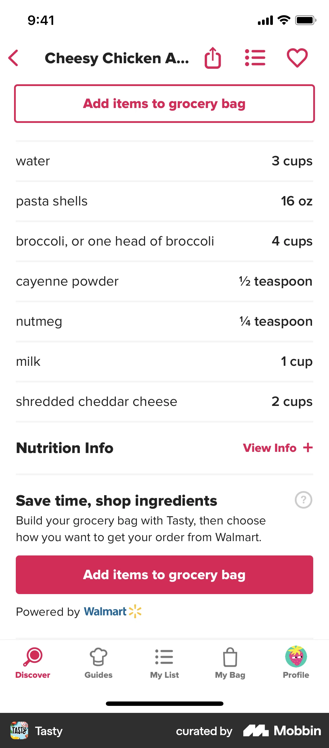 Tasty iOS Recipe Detail screen