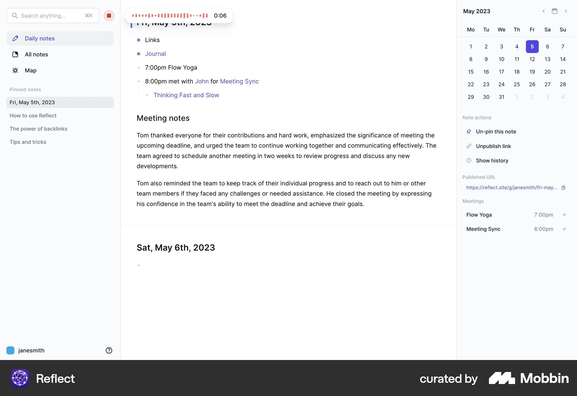 Reflect Web Audio & Video Recorder screen
