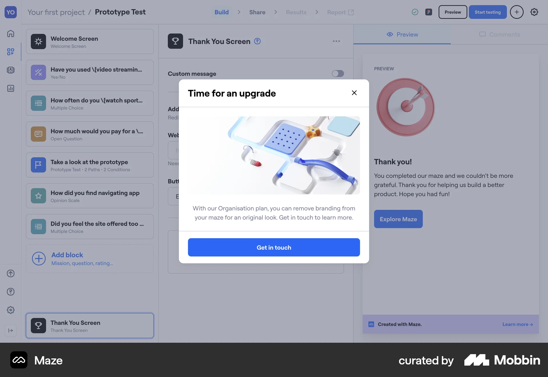 Maze Web Subscription & Paywall screen