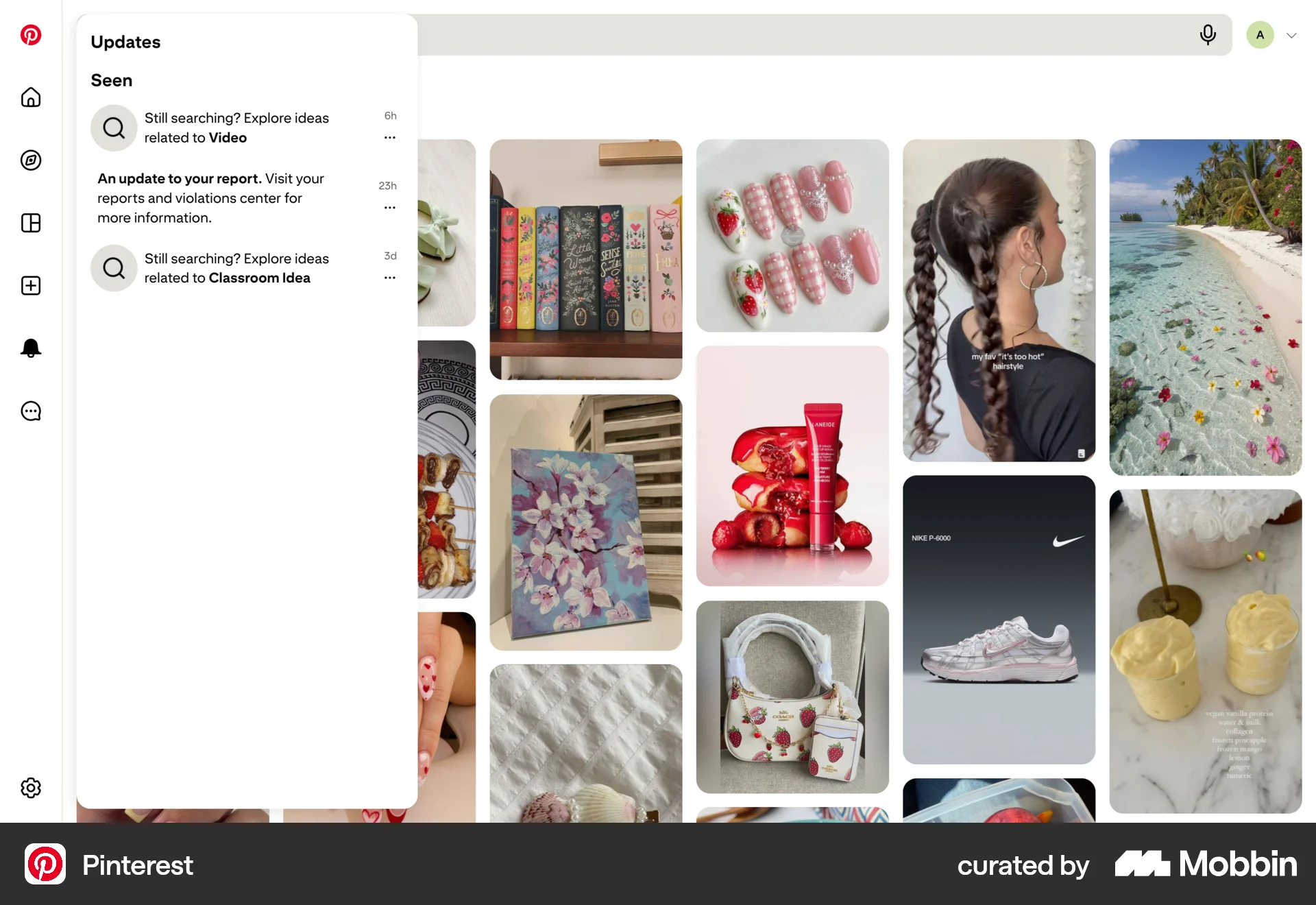 Pinterest Web Notifications screen