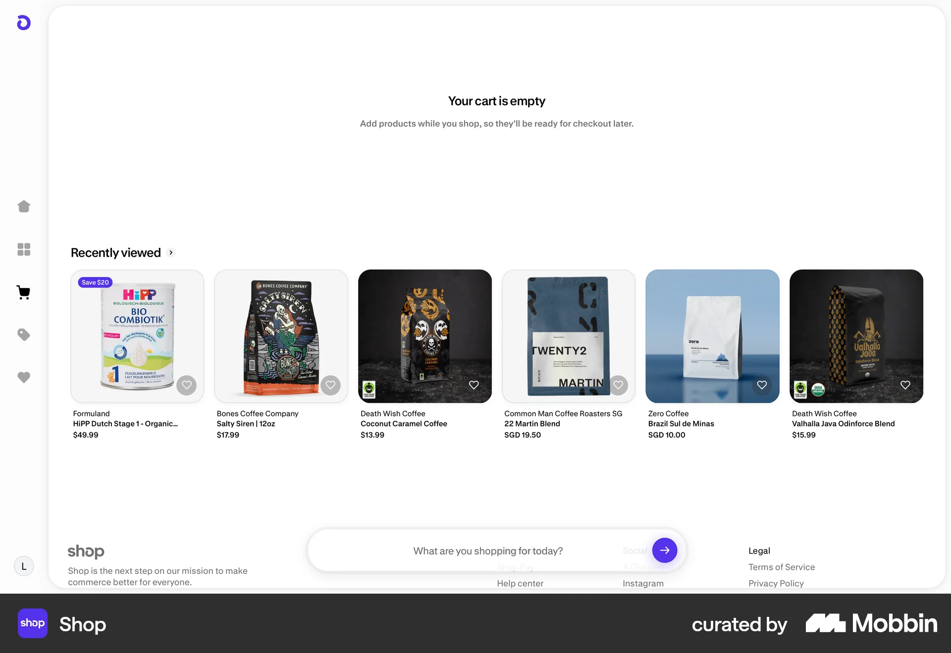 Shop Web Web Shopping Cart screen