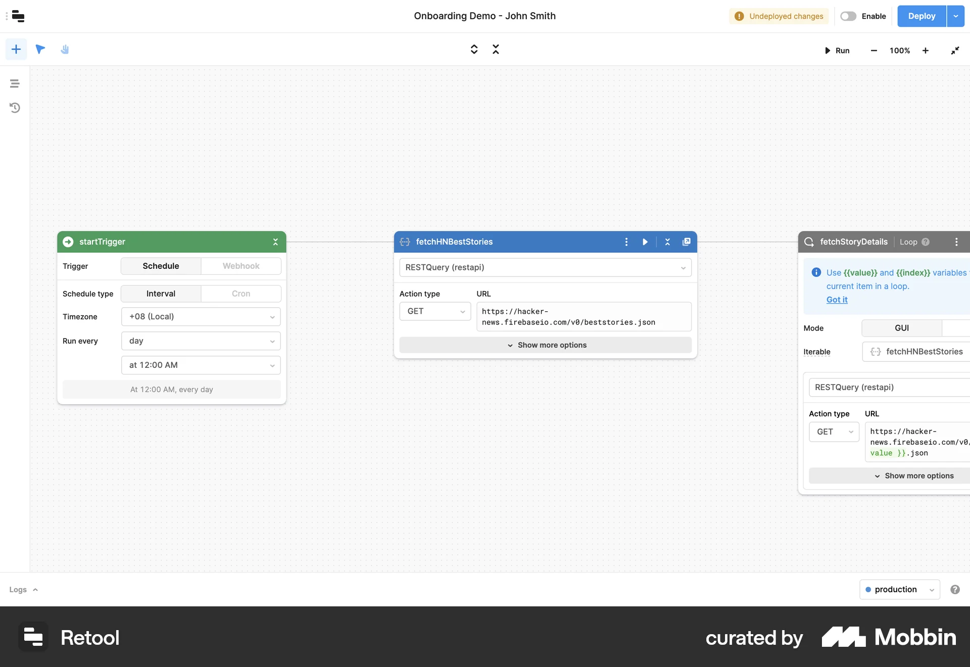 Retool Web Canvas screen