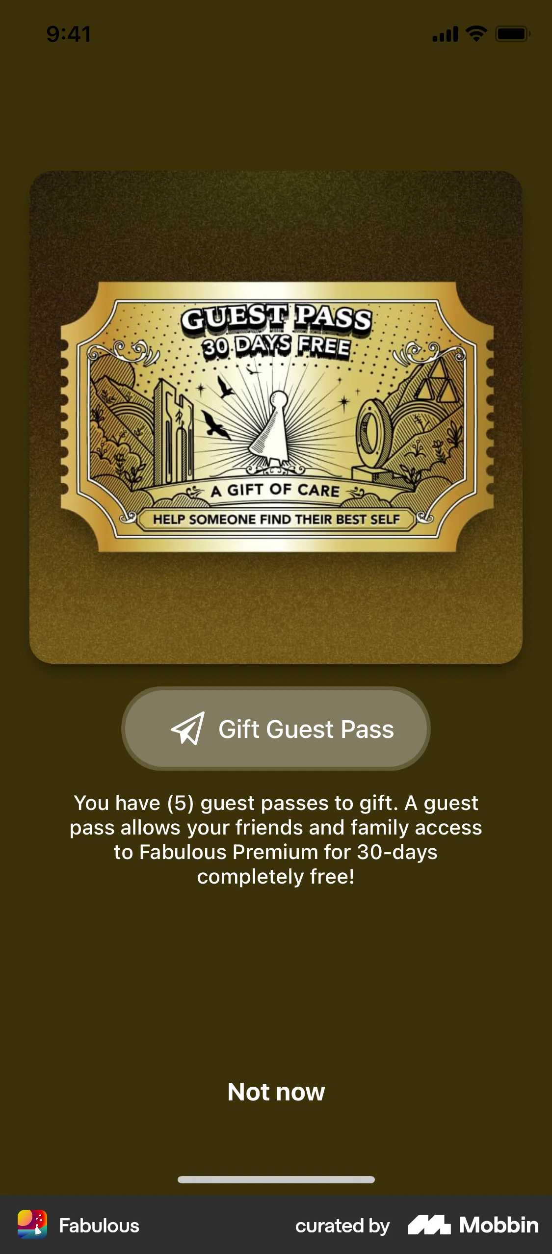 Fabulous iOS Invite & Refer Friends screen