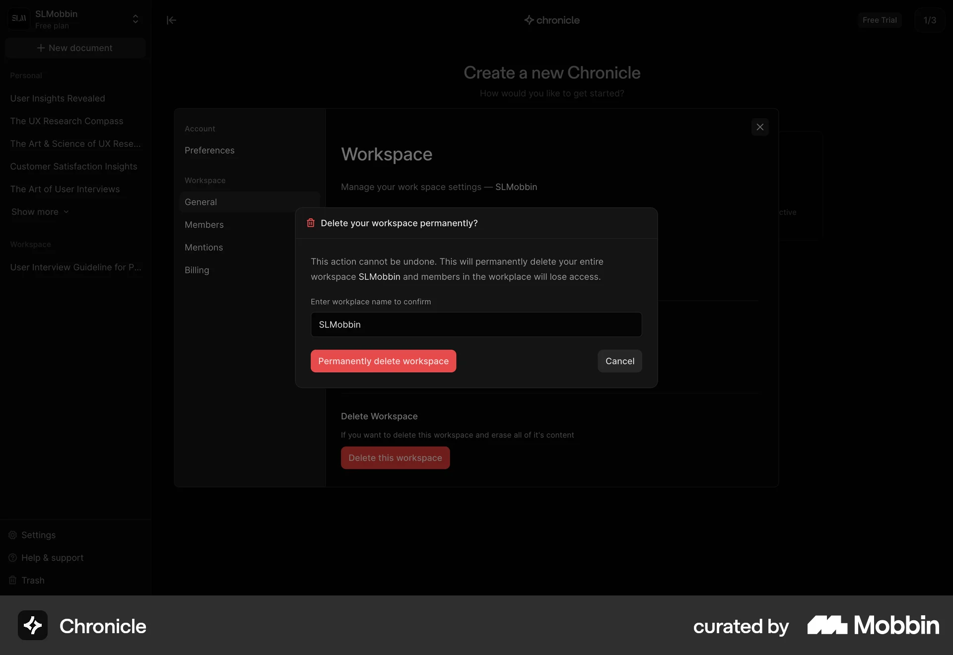 Chronicle Web Confirmation screen