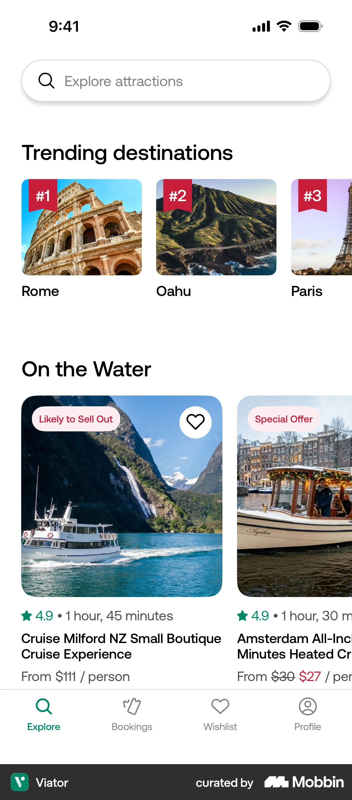 Viator iOS screen containing Carousel UI element