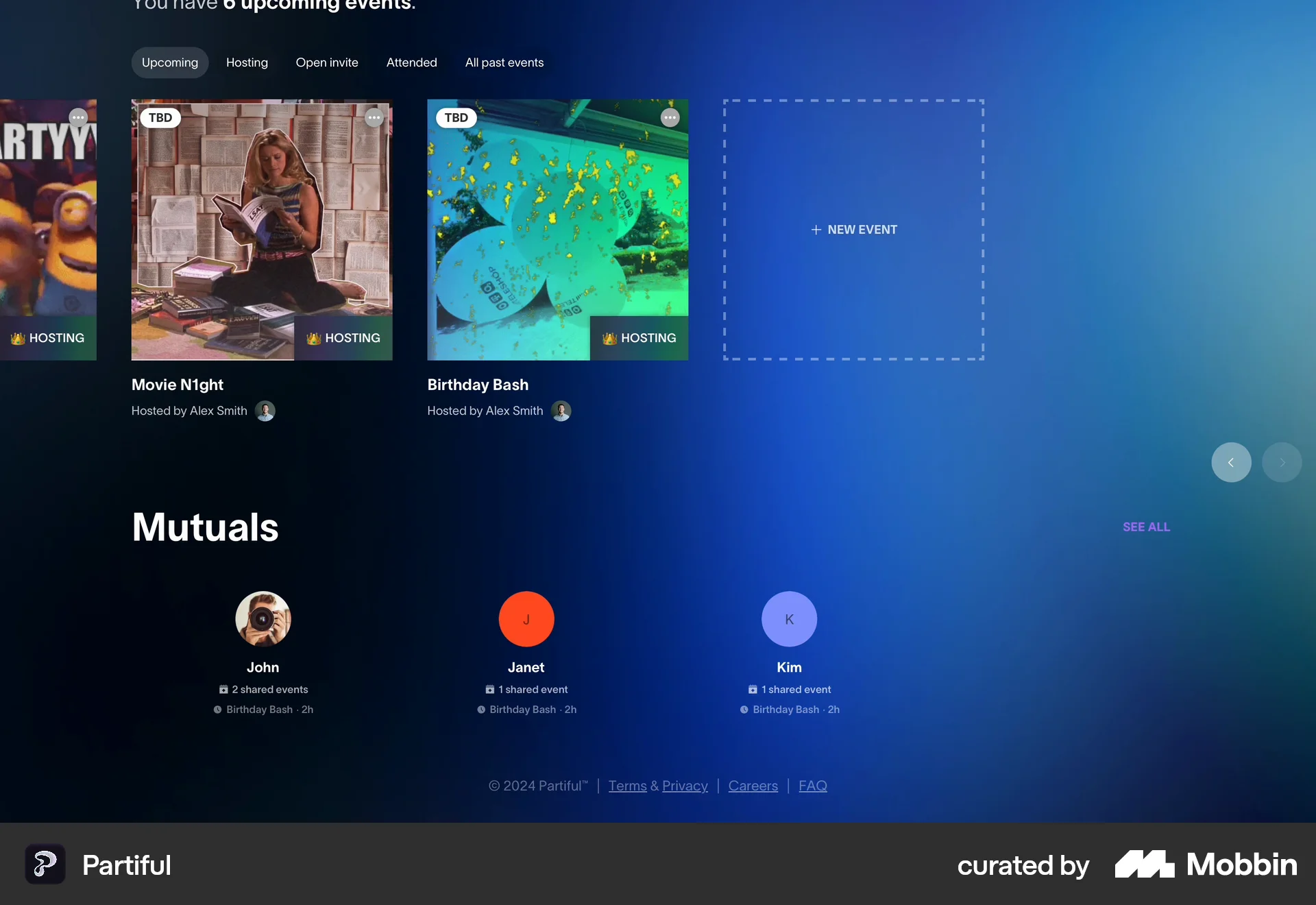 Partiful Web Lifestyle App screen