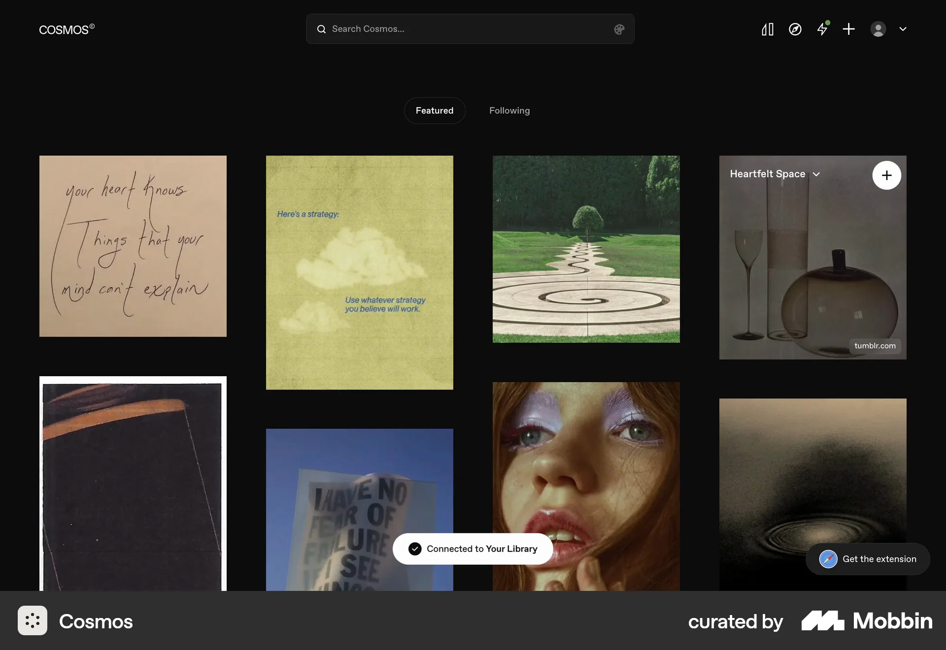 Cosmos Web screen containing Toast UI element