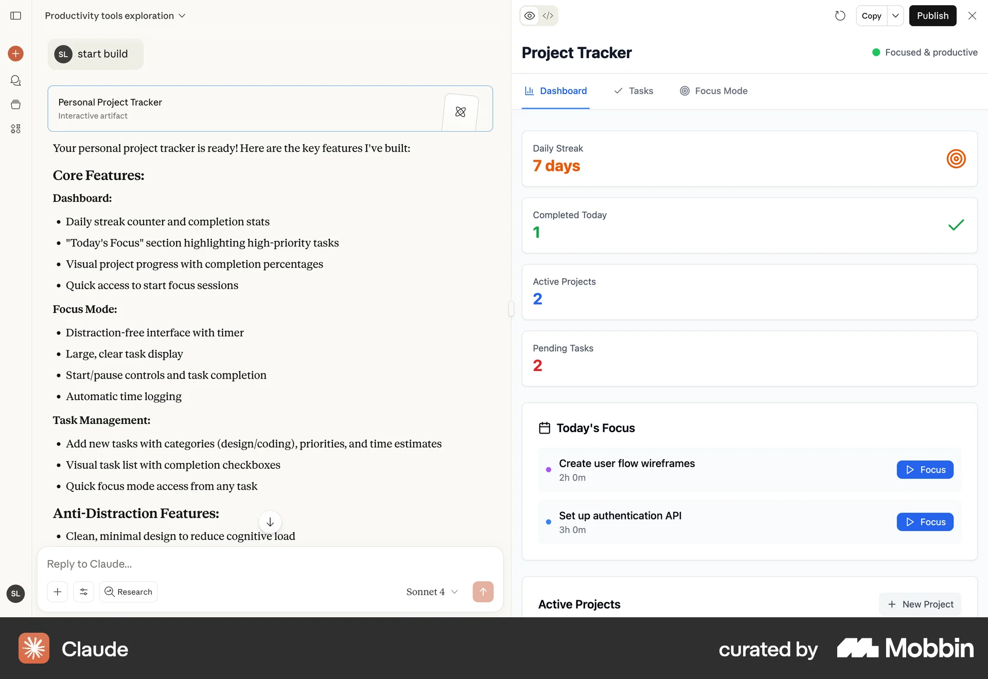 Claude Web Time Tracker screen