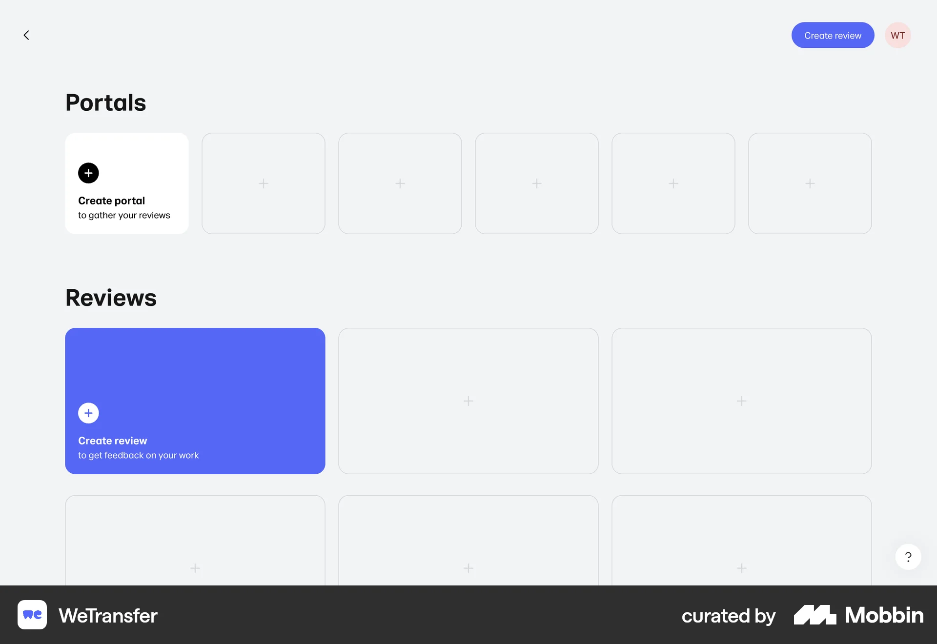 WeTransfer Web Misc screen