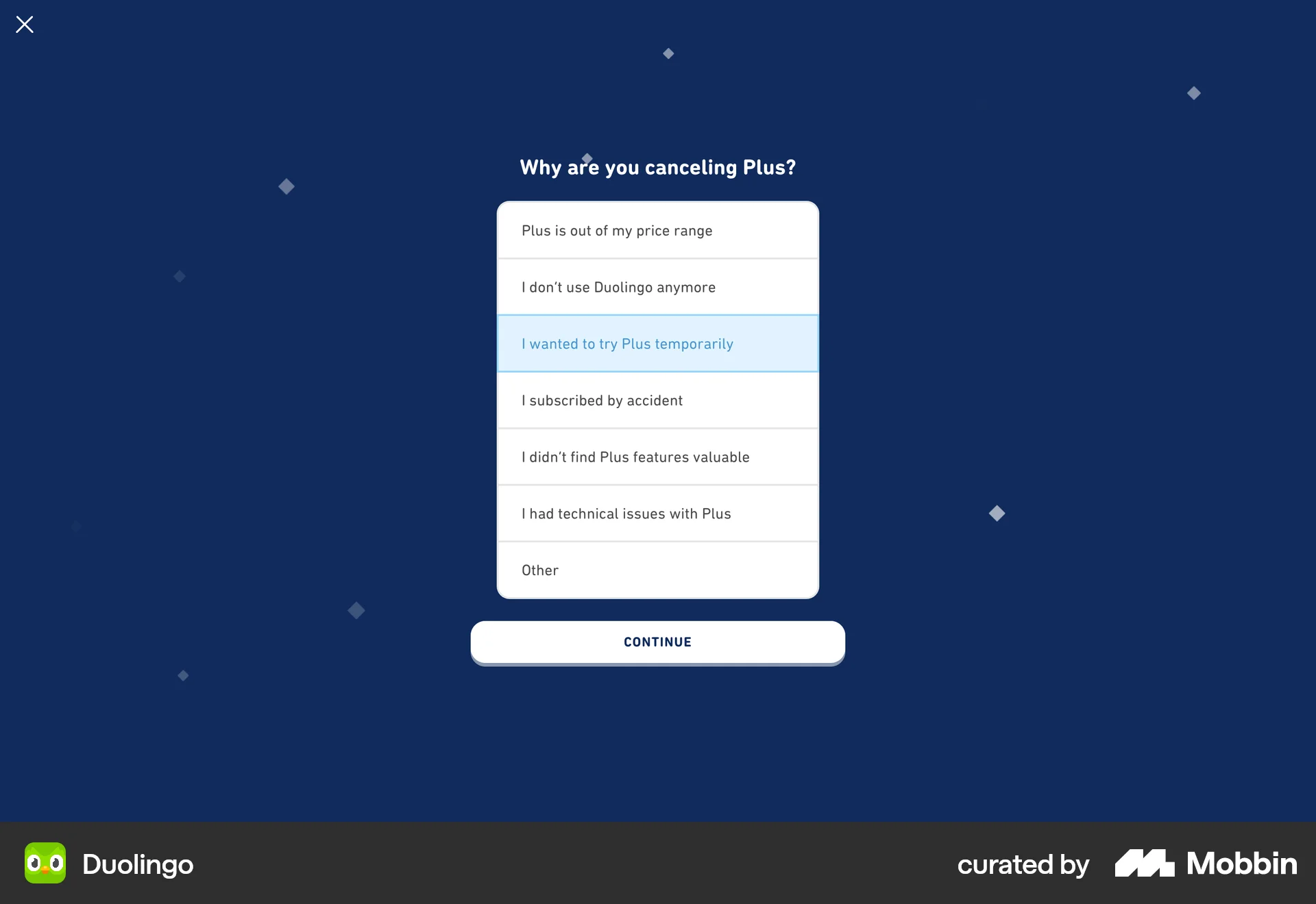 Duolingo Web Cancel screen