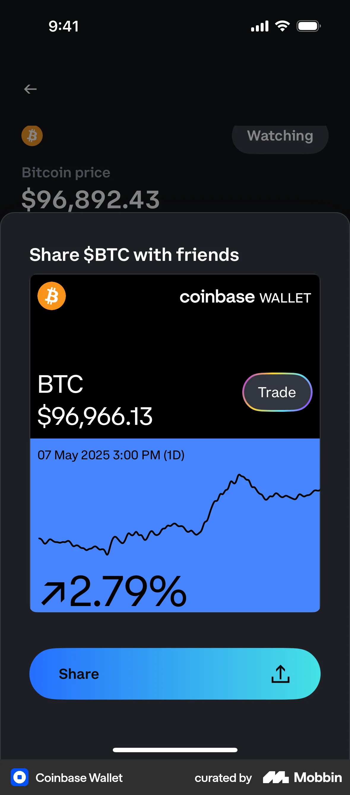 Coinbase Wallet iOS Share screen