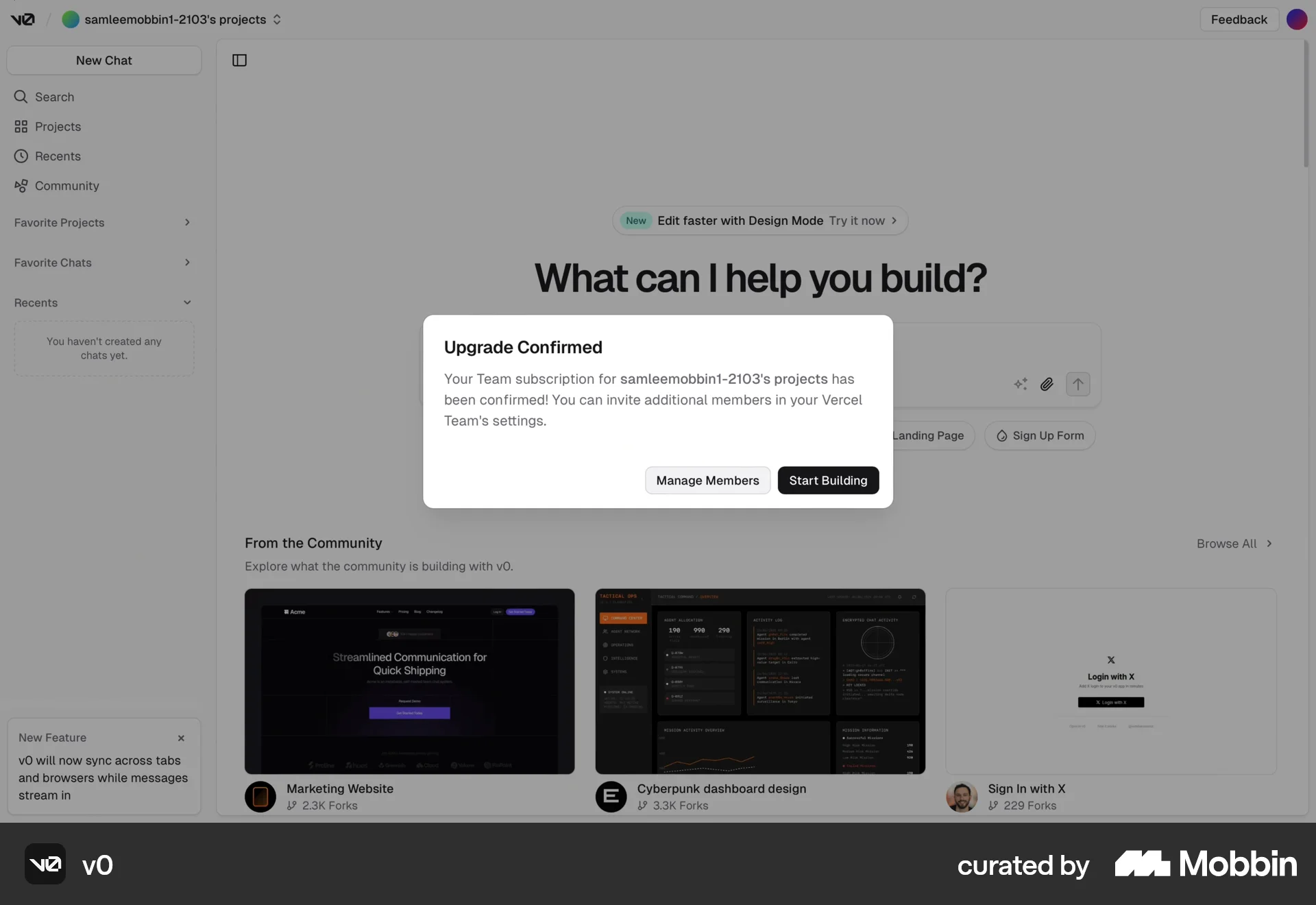 v0 Web Acknowledgement & Success screen