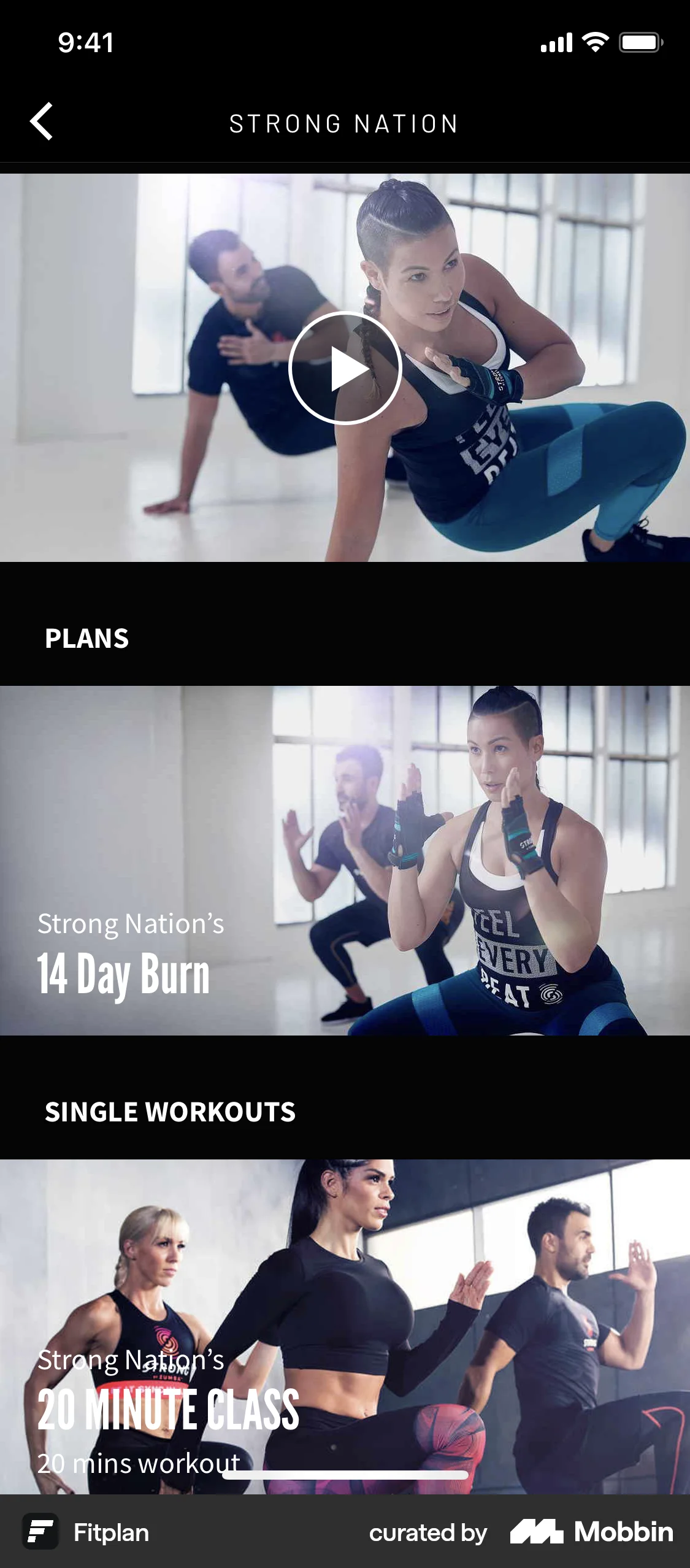 Fitplan iOS Video Player screen
