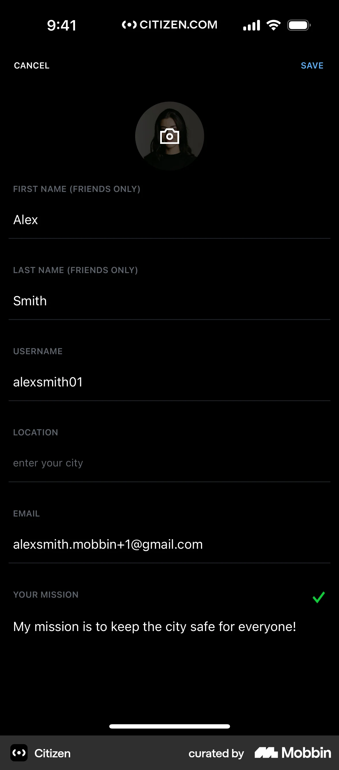Citizen iOS screen containing Text Field UI element