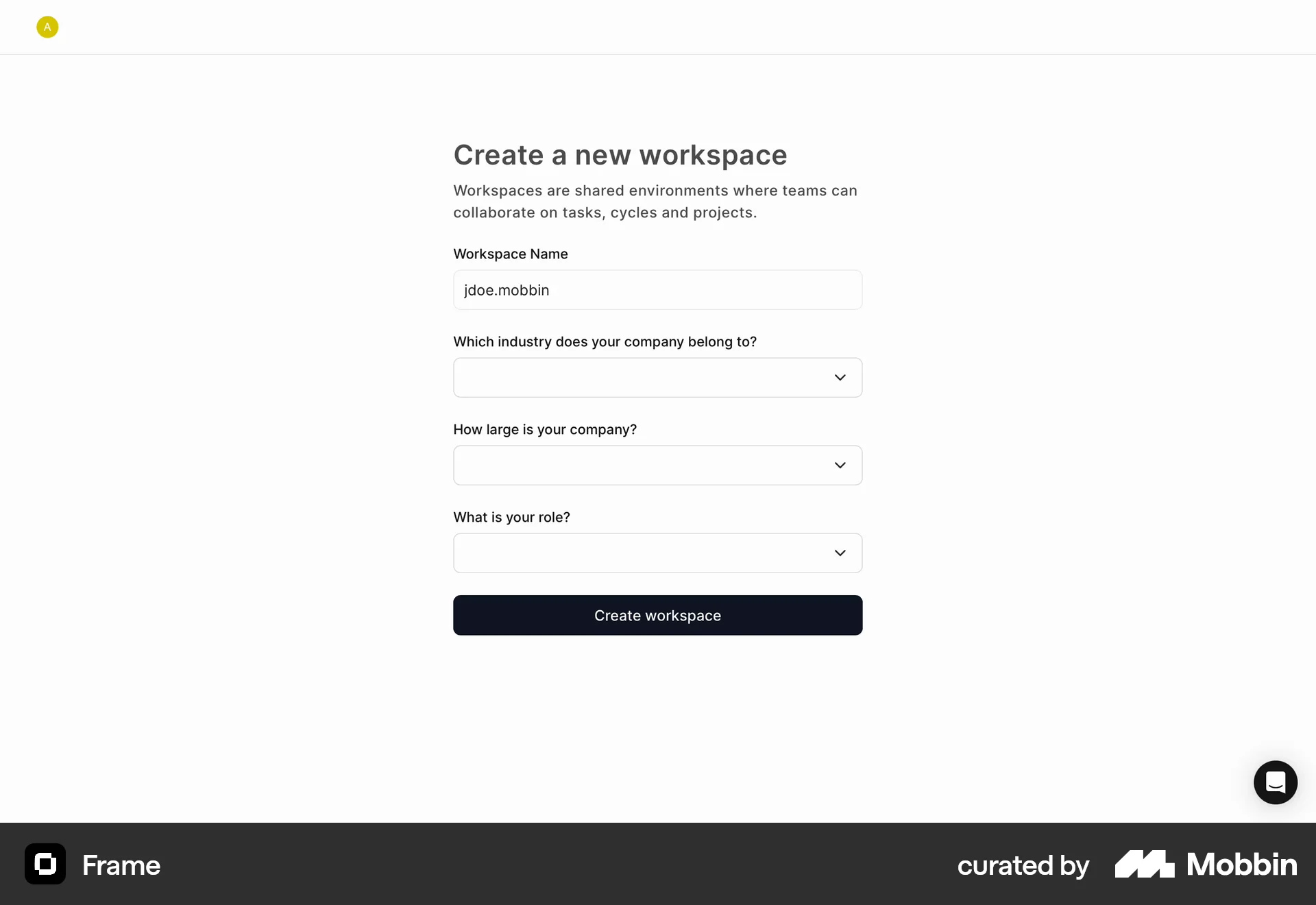 Frame Web Web Form UI screen