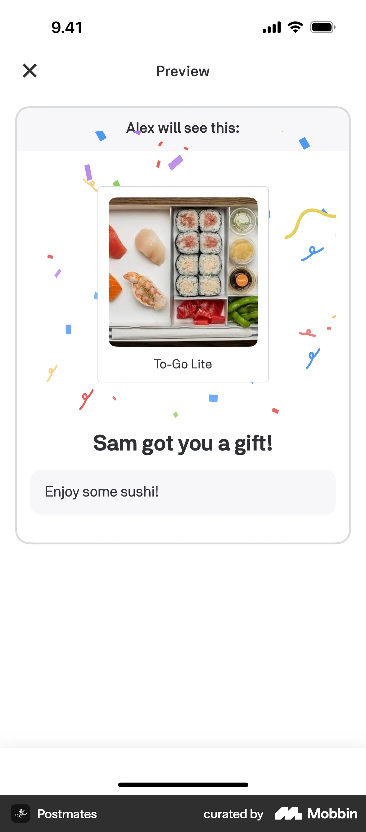 Postmates iOS Confetti screen