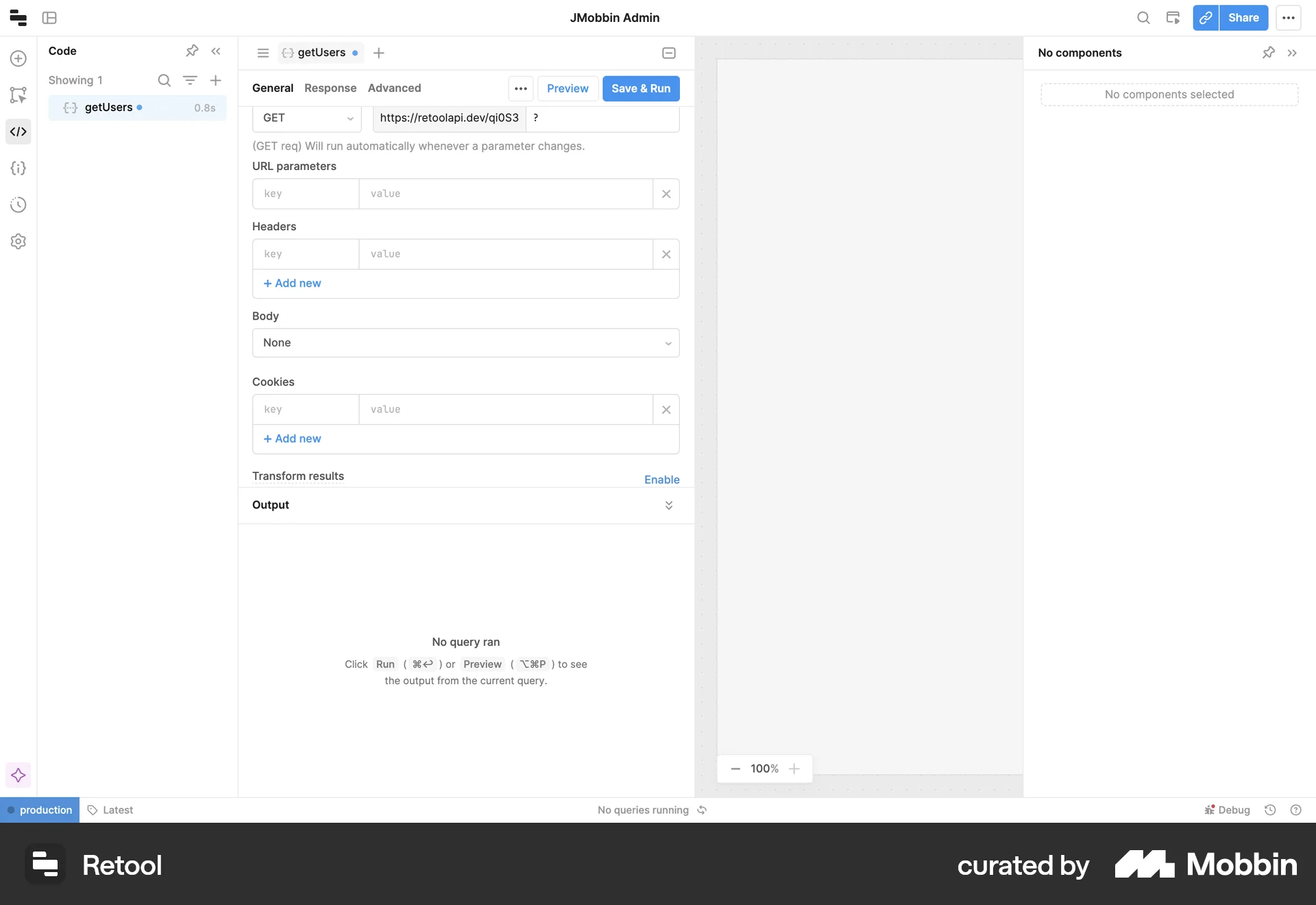 Retool Web Multi-Column Layout screen