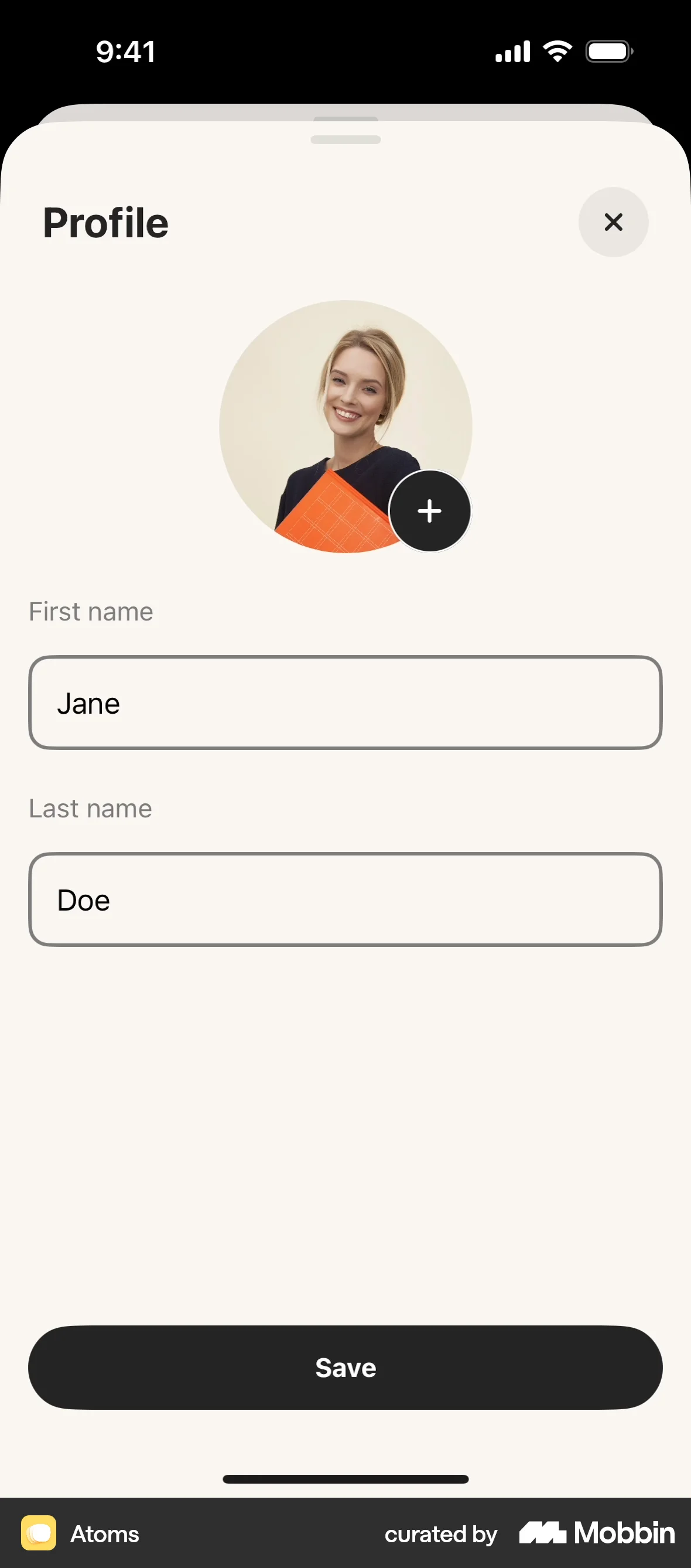 Atoms iOS My Account & Profile screen