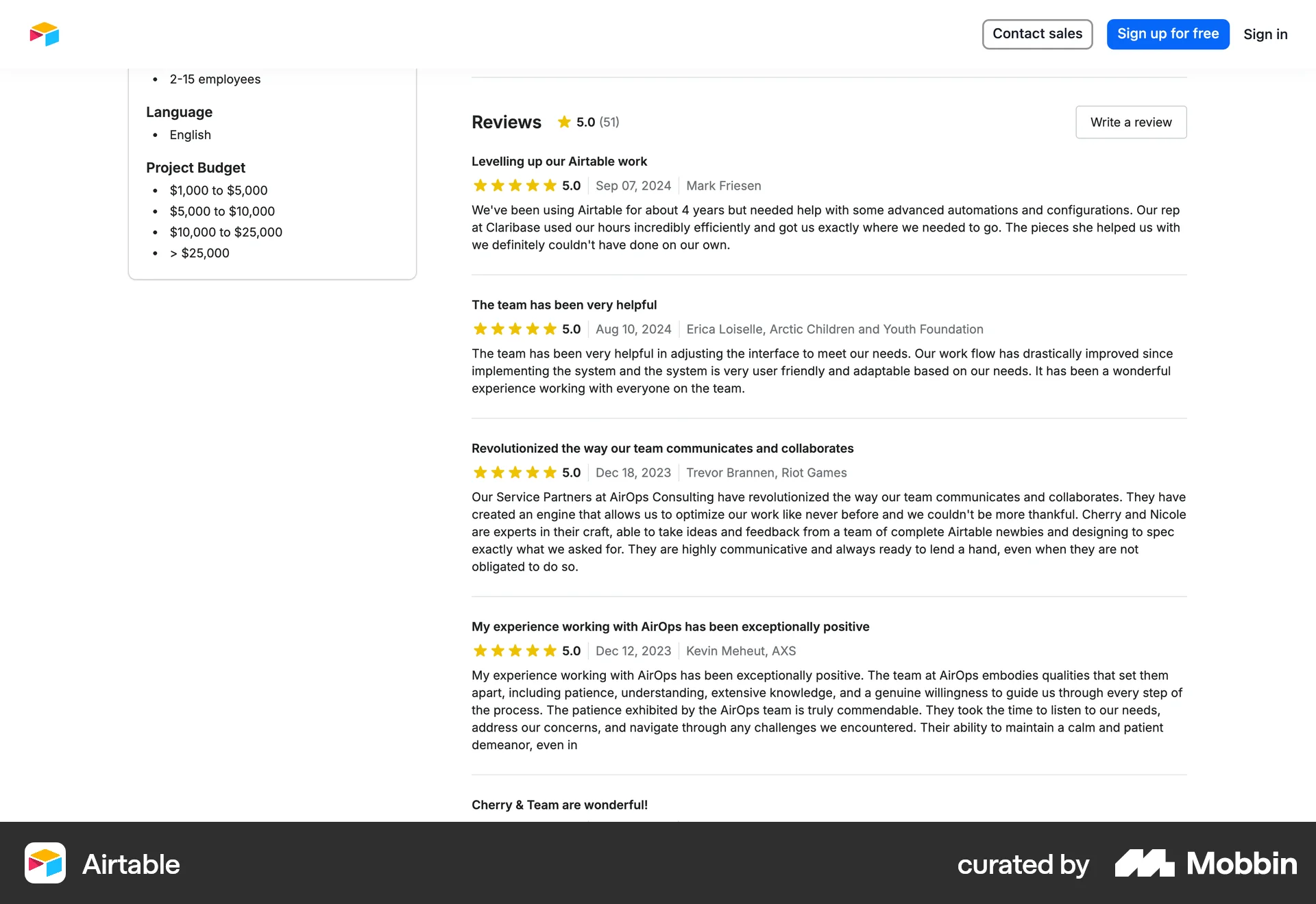Airtable Web Reviews & Ratings screen