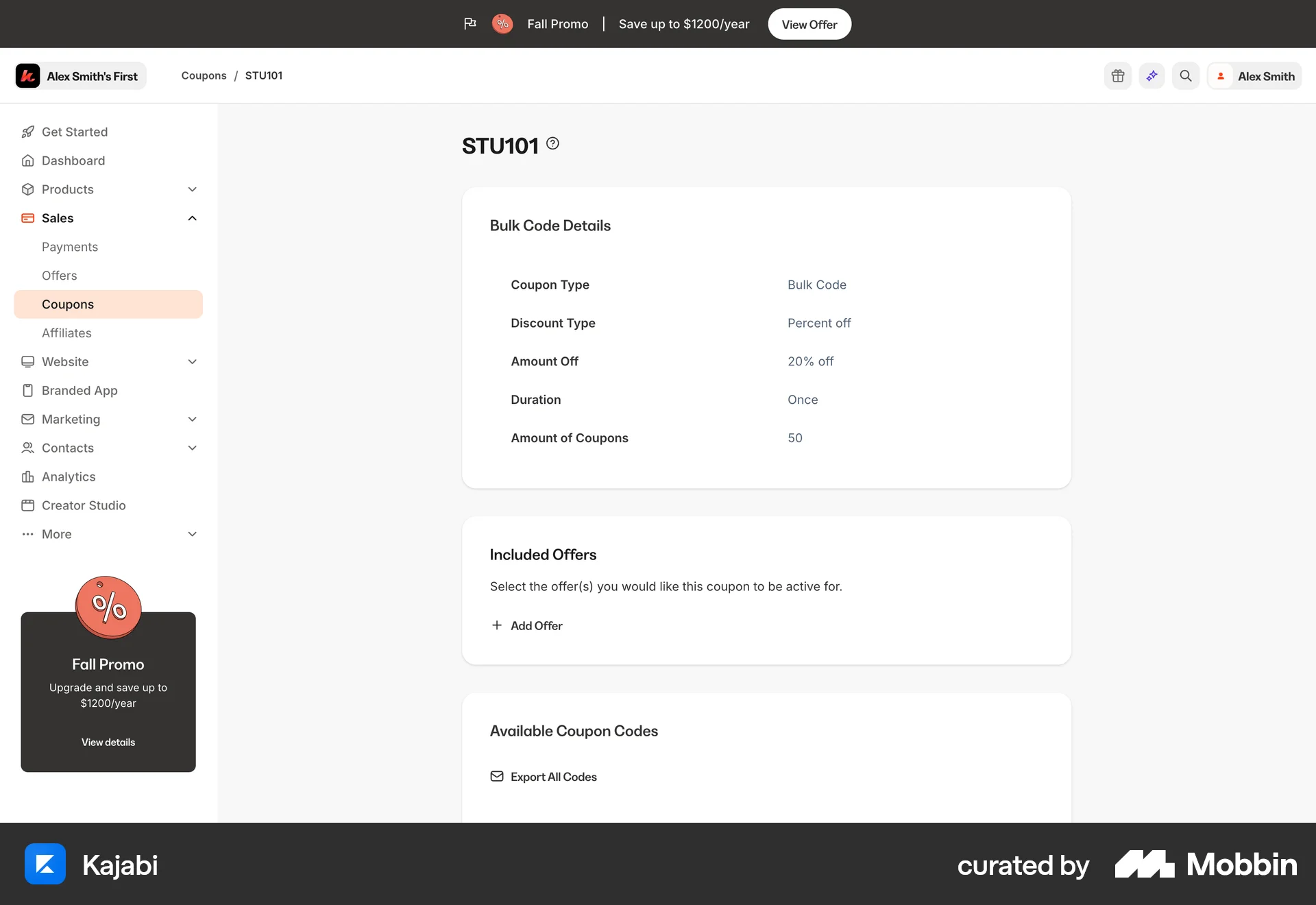 Kajabi Web Promotions & Rewards screen