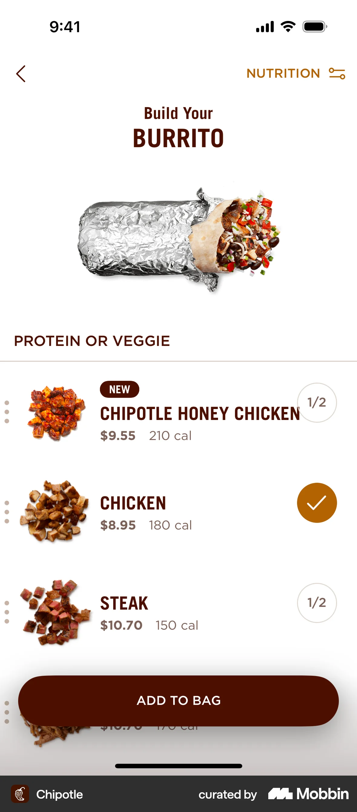 Chipotle iOS screen containing Badge UI element
