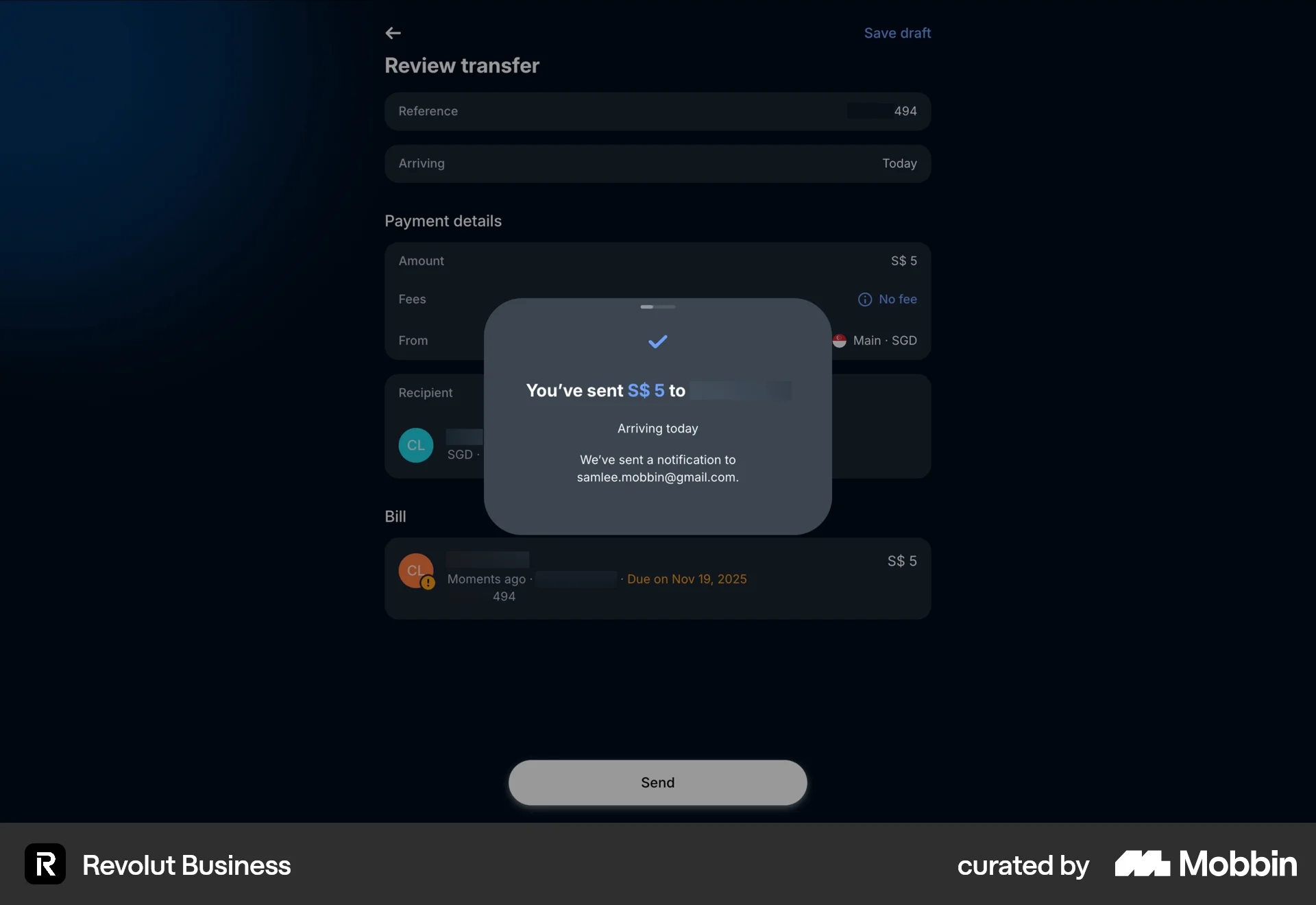 Revolut Business Adding a bill screen