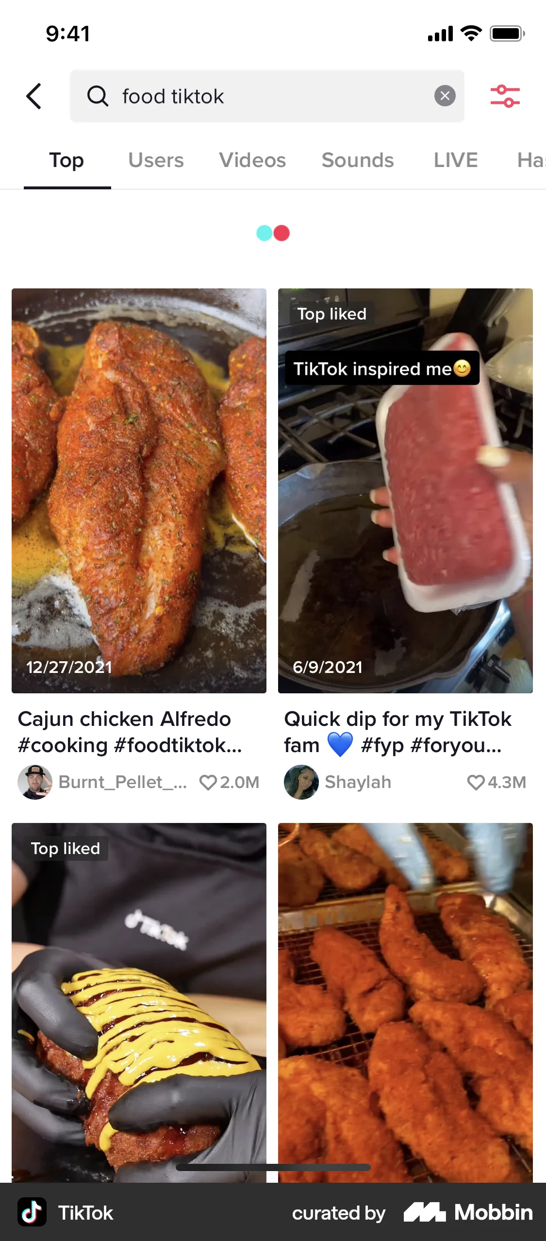 TikTok iOS Pull to Refresh screen