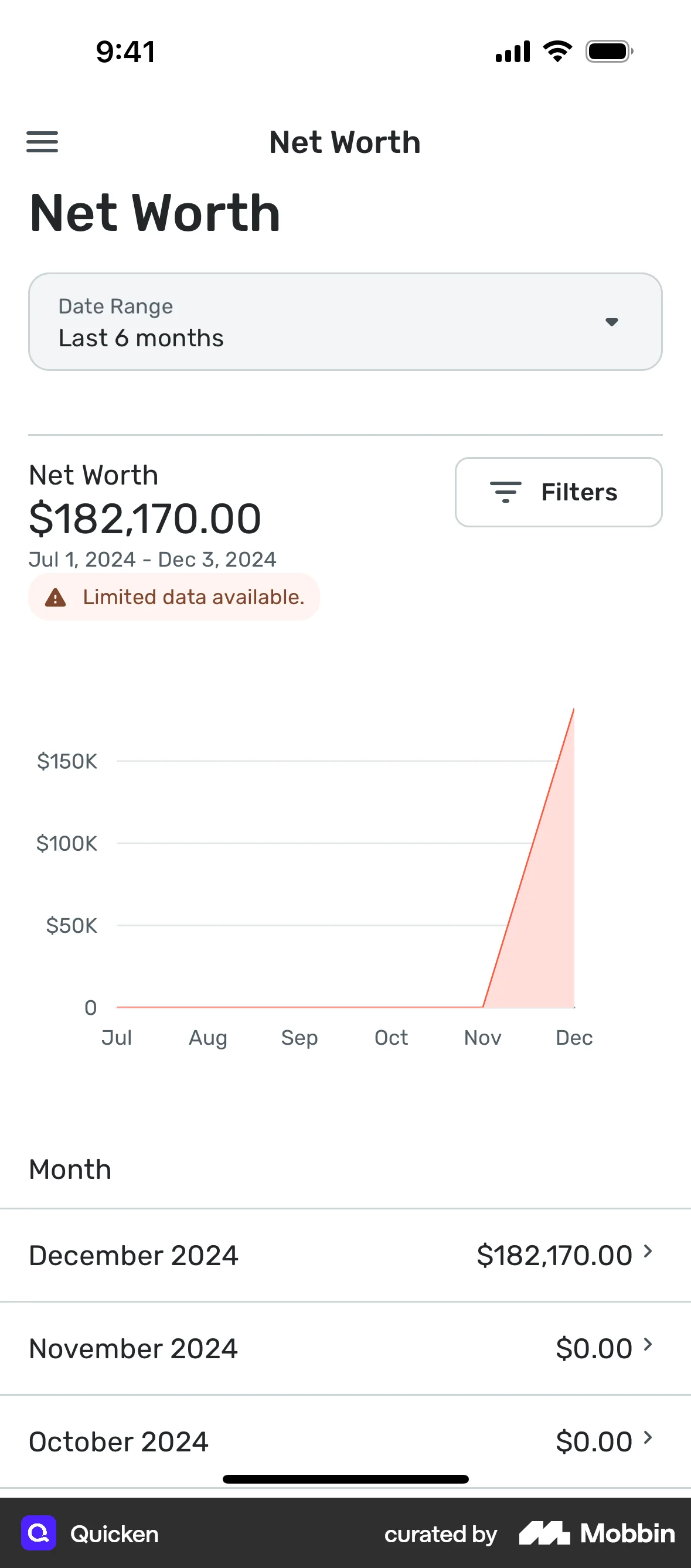 Quicken iOS Graph UI Design screen
