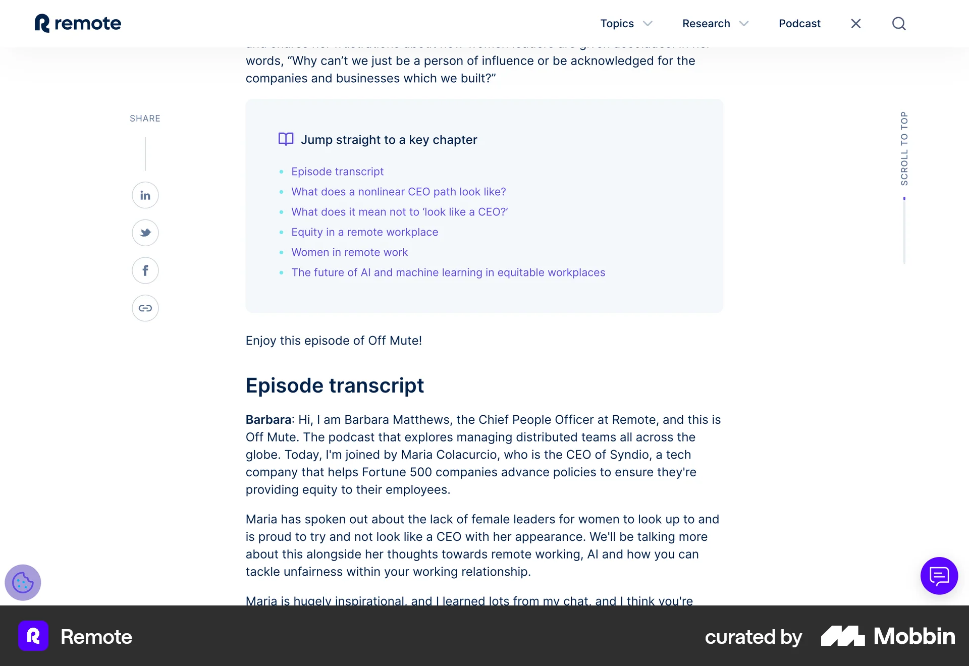 Remote Web Song & Podcast Detail screen