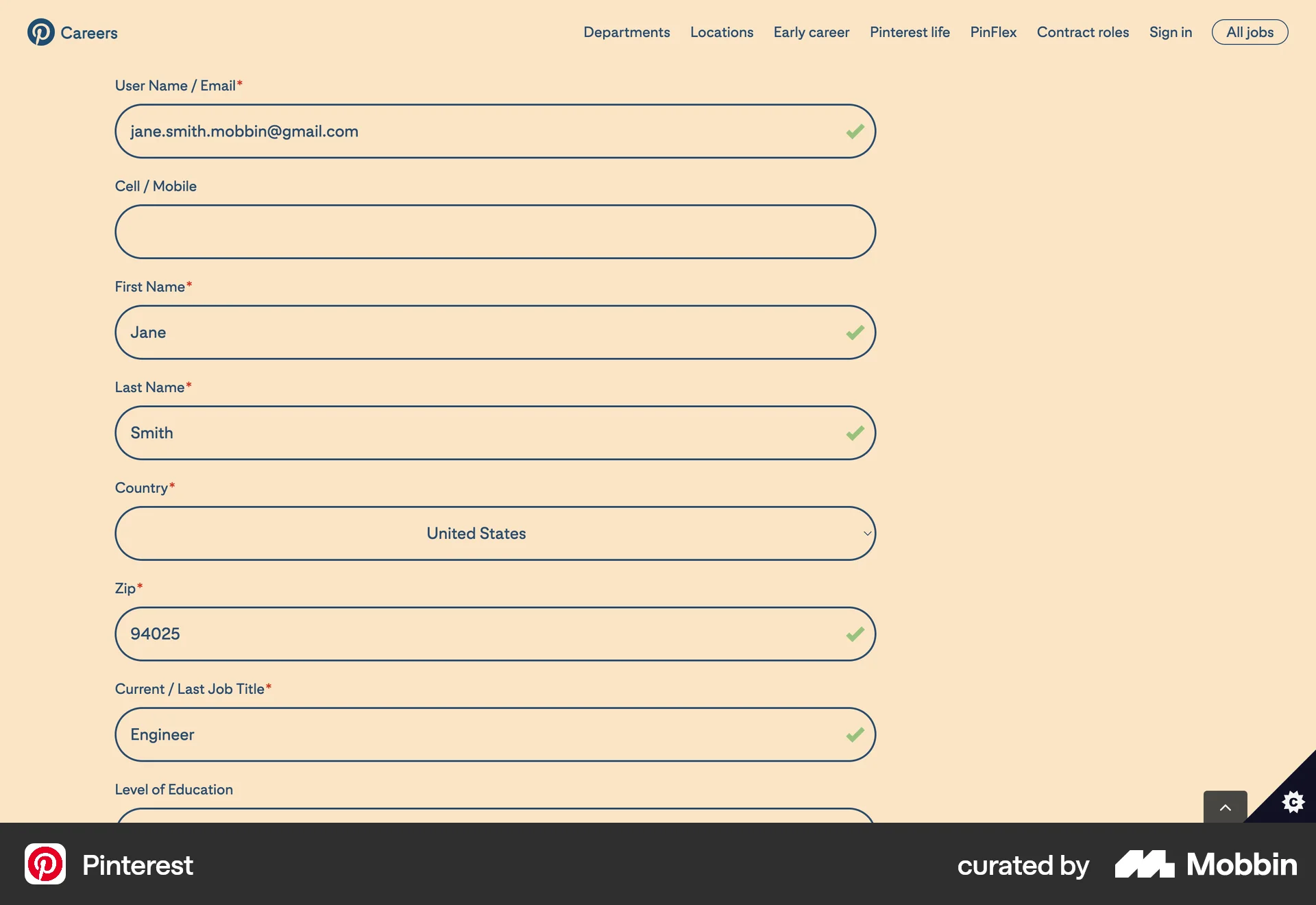 Pinterest Web Follow & Subscribe screen