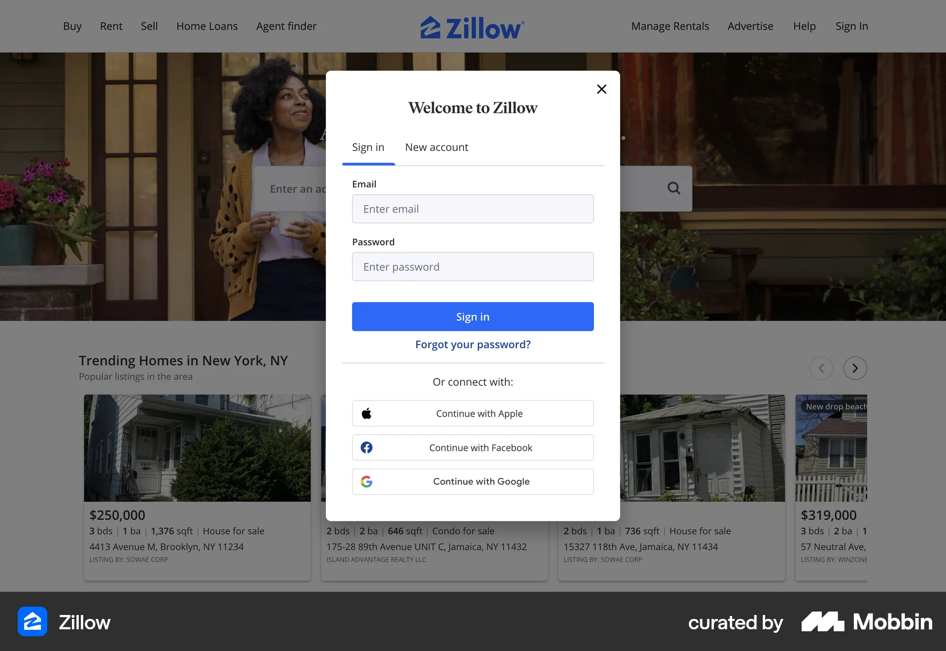 Zillow Web Real Estate App screen