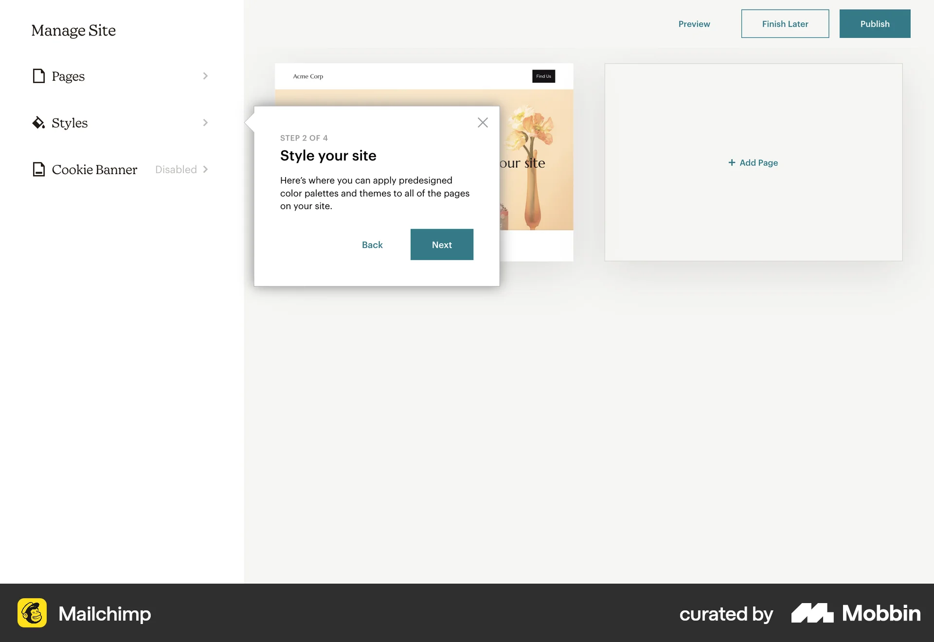 Mailchimp Web Guided Tour & Tutorial screen