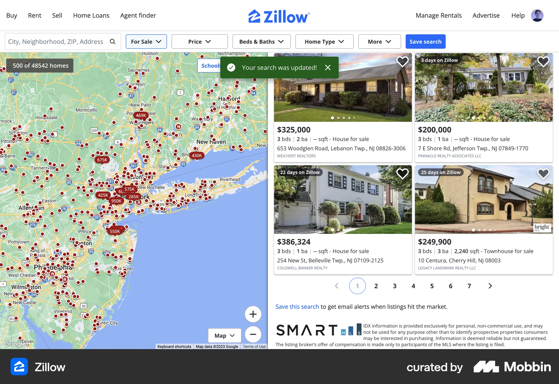Zillow Web Real Estate App screen