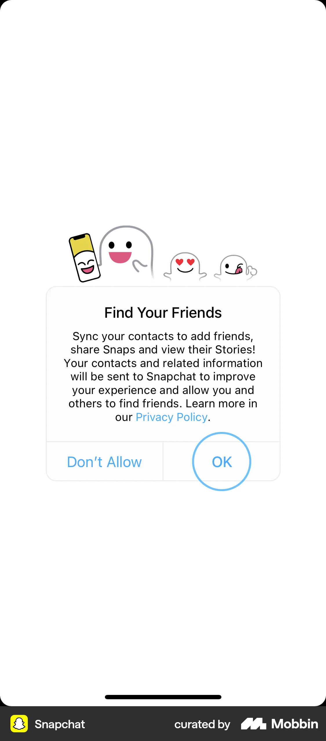 Snapchat iOS Permission screen