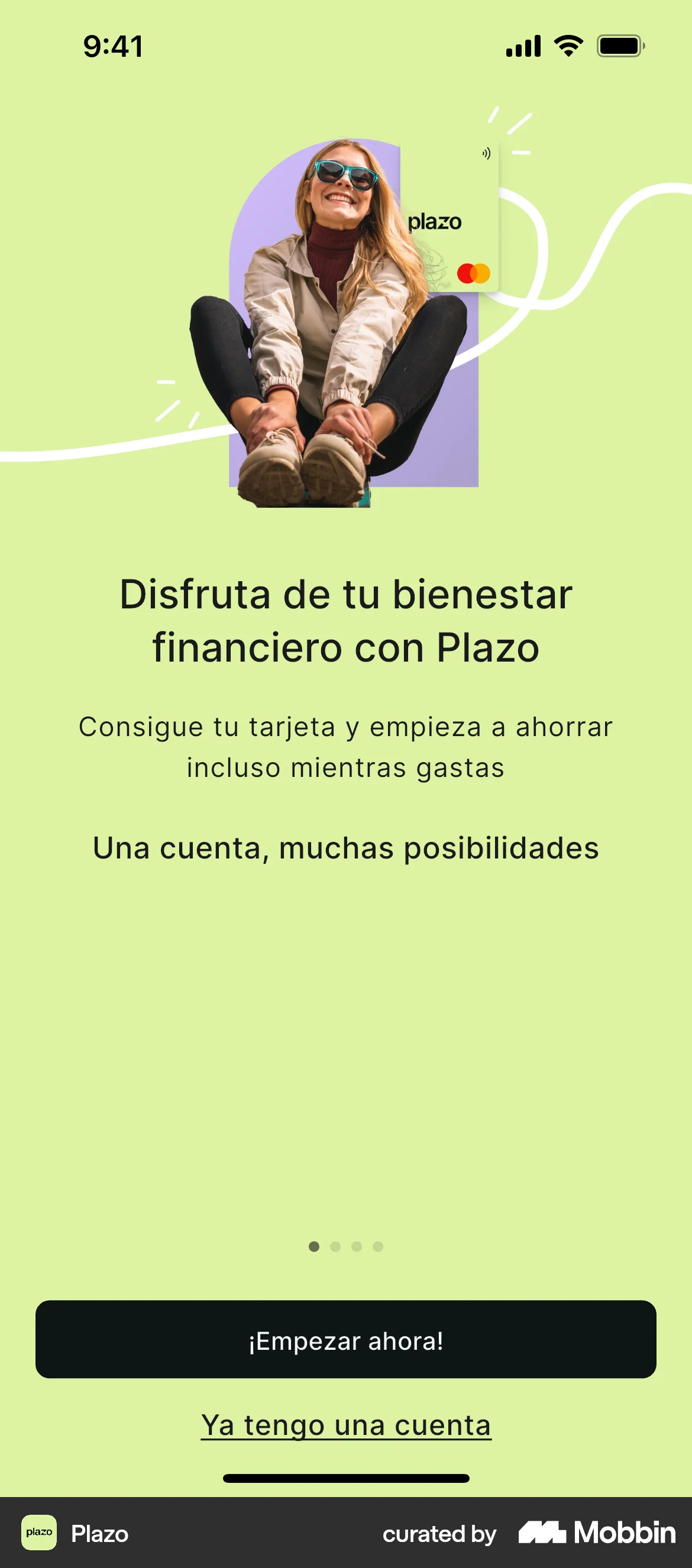 Plazo Onboarding screen