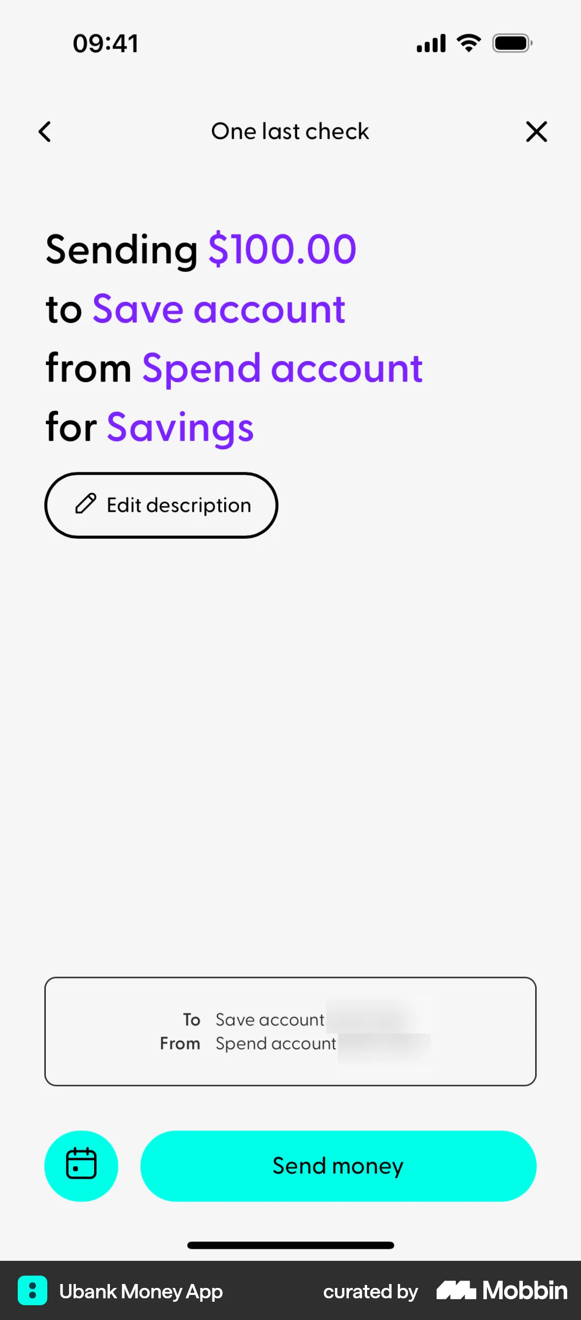 Ubank Money App iOS Confirmation screen