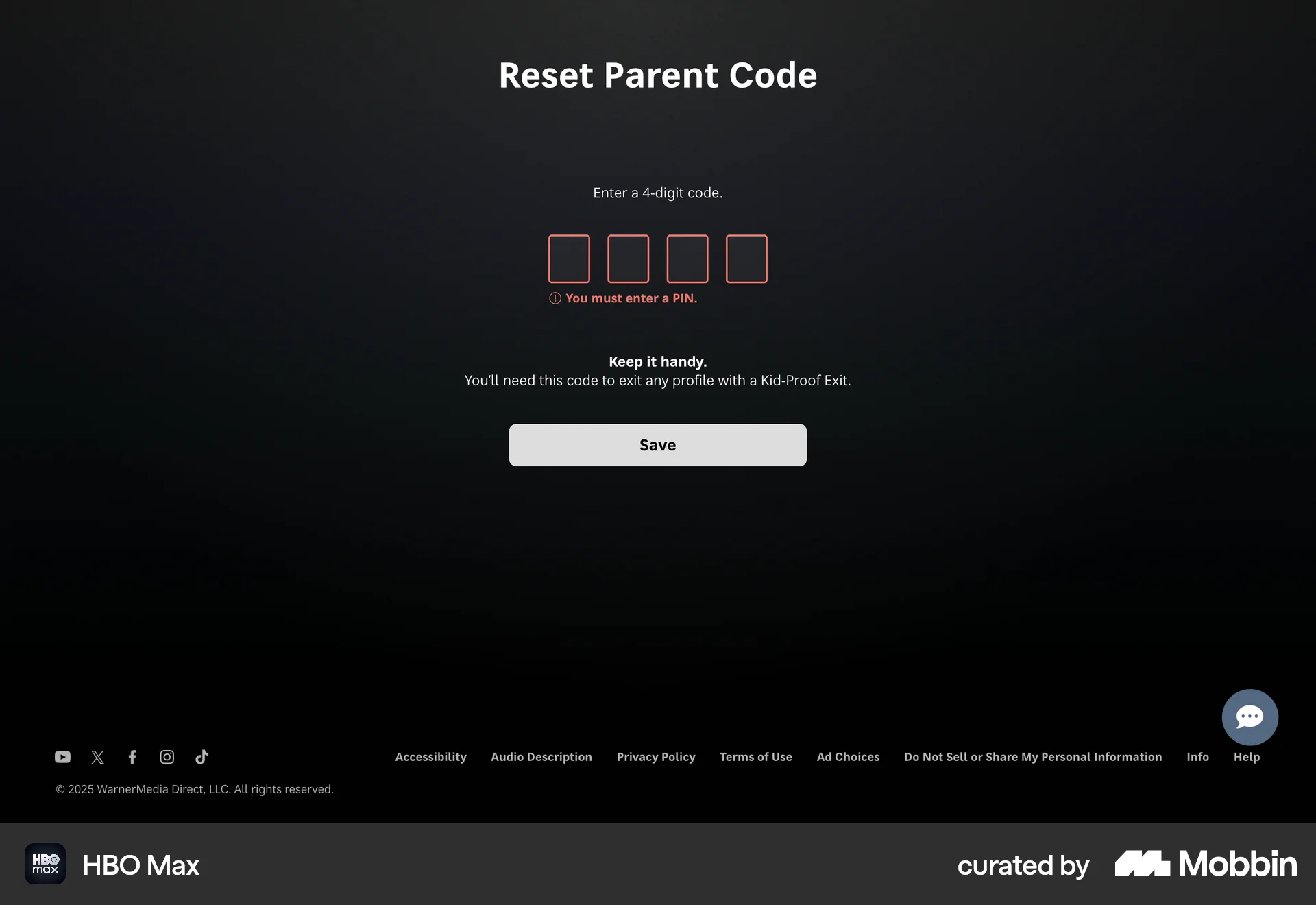 HBO Max Web Error screen