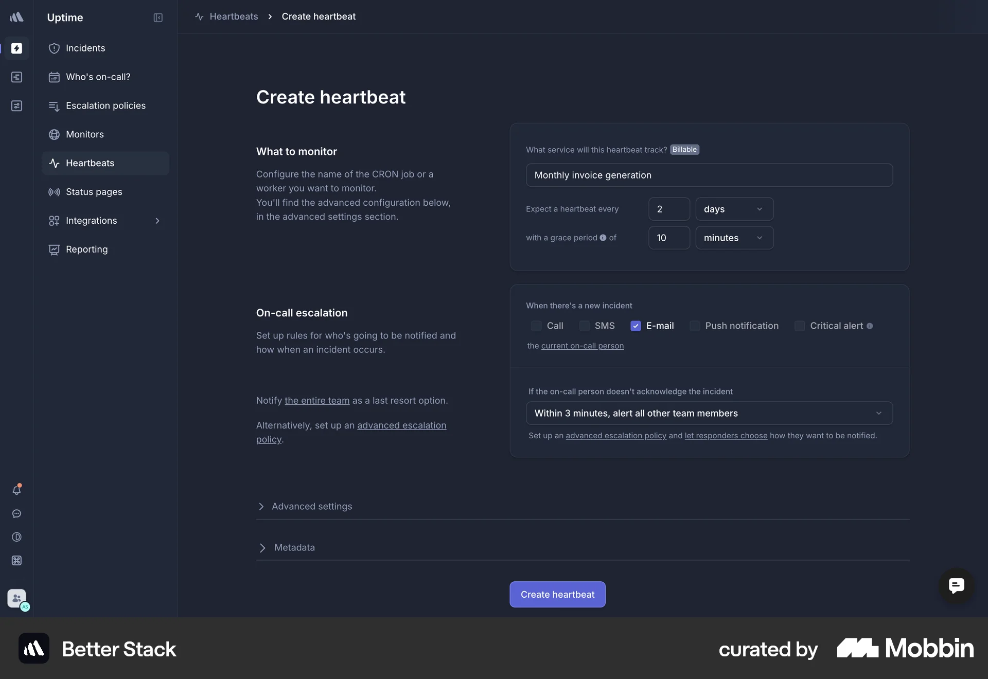 Better Stack Web Set screen