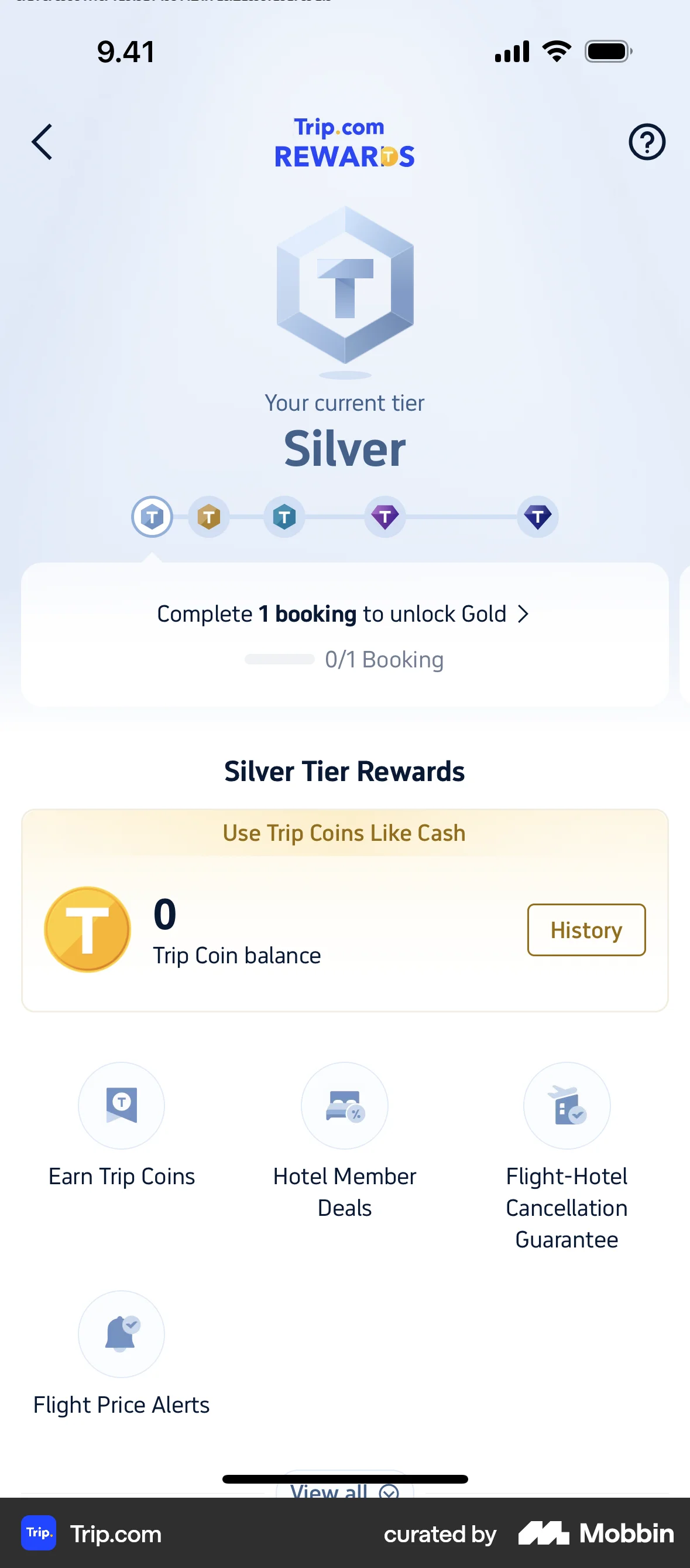 Trip.com iOS Achievements & Awards screen