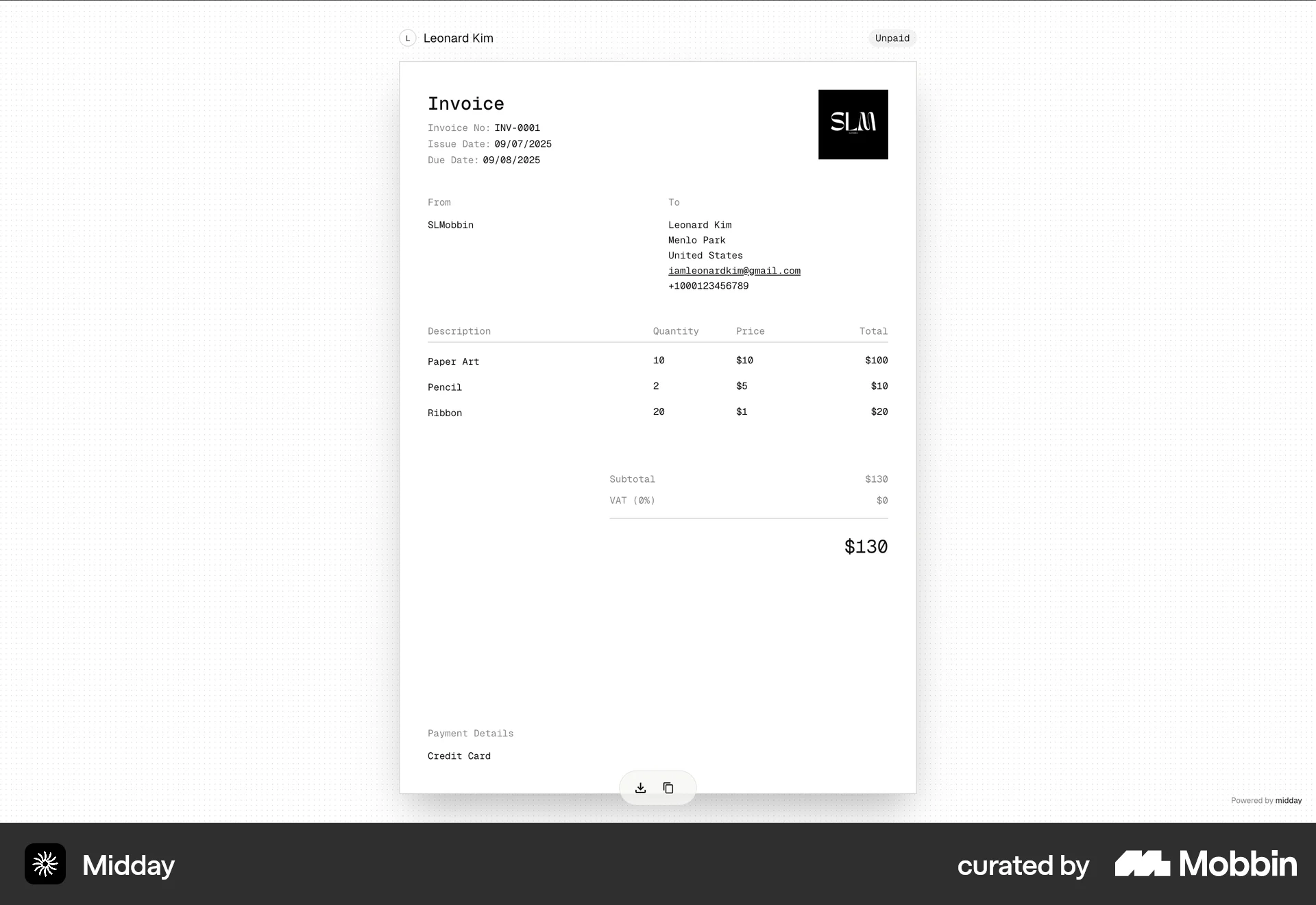 Midday Web Other Content screen
