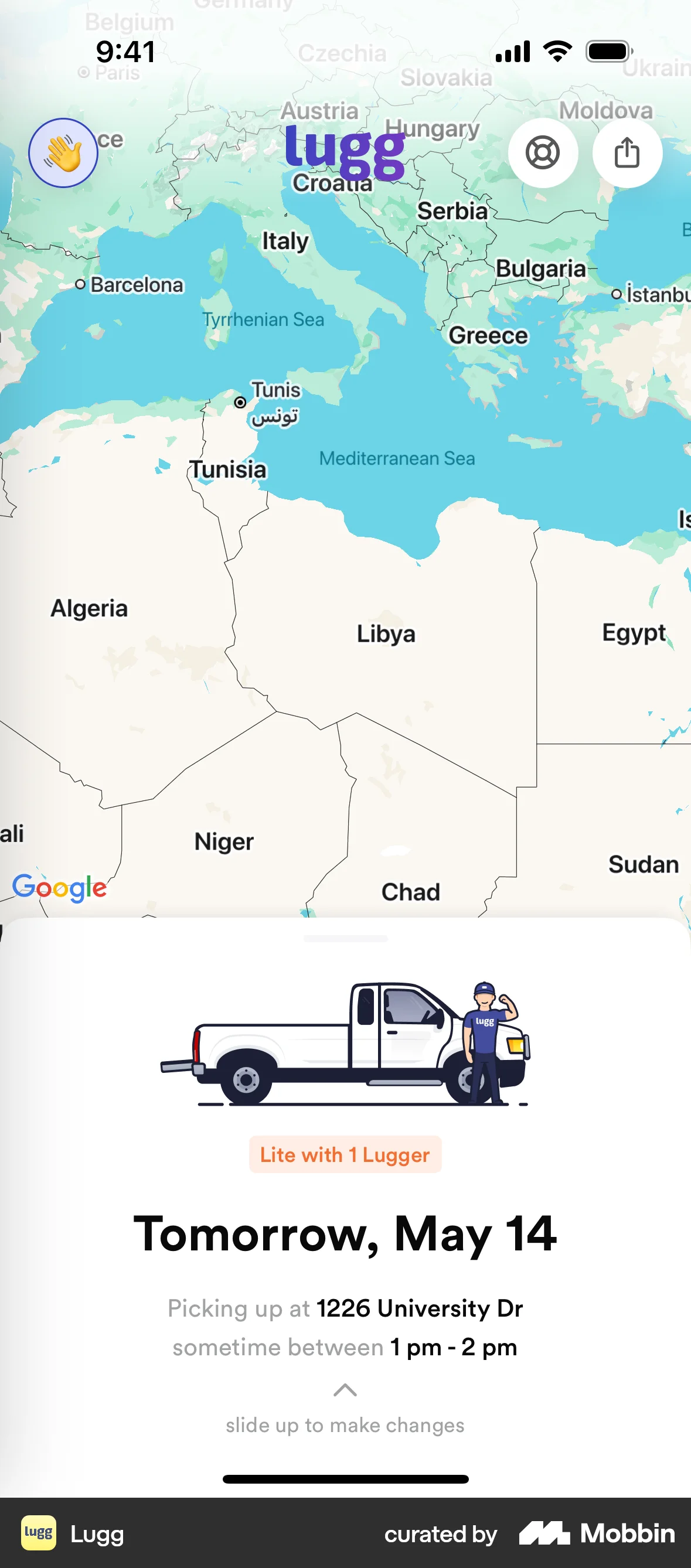 Lugg iOS Location & Address screen