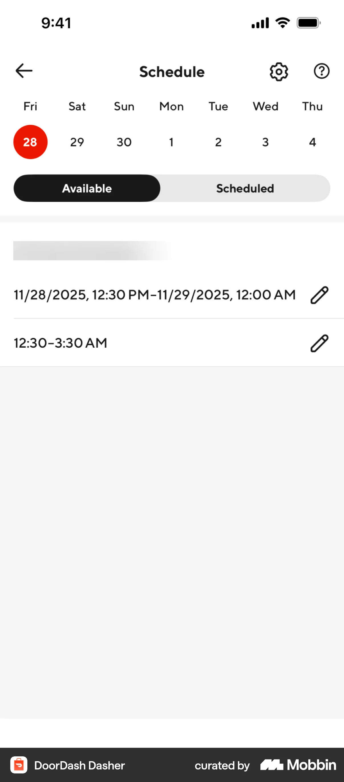 DoorDash Dasher iOS Timeline & History screen