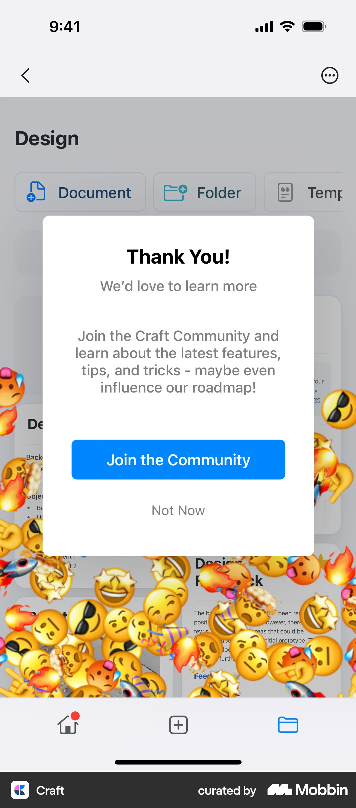 Craft iOS Confetti screen