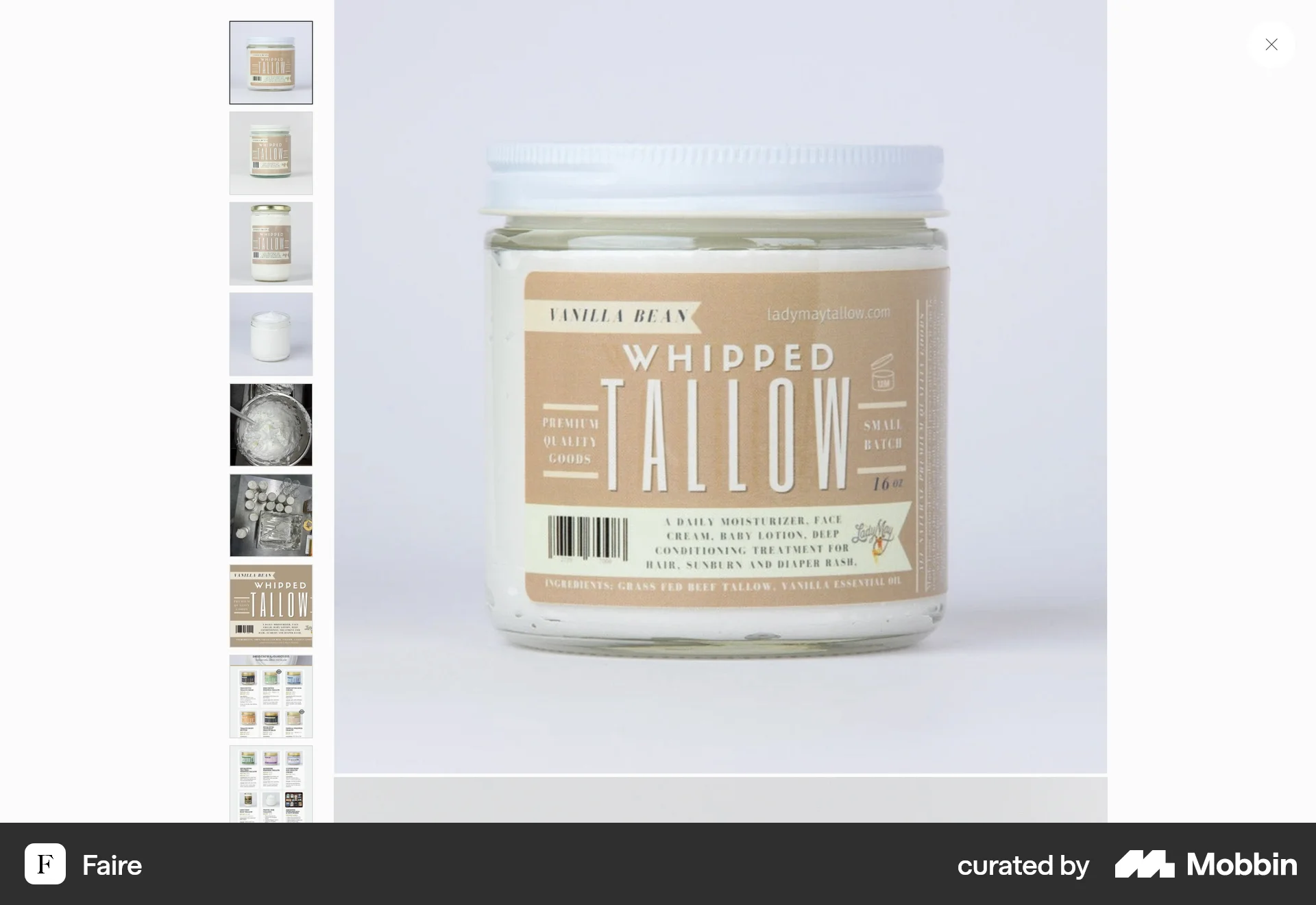 Faire Web screen containing Gallery UI element