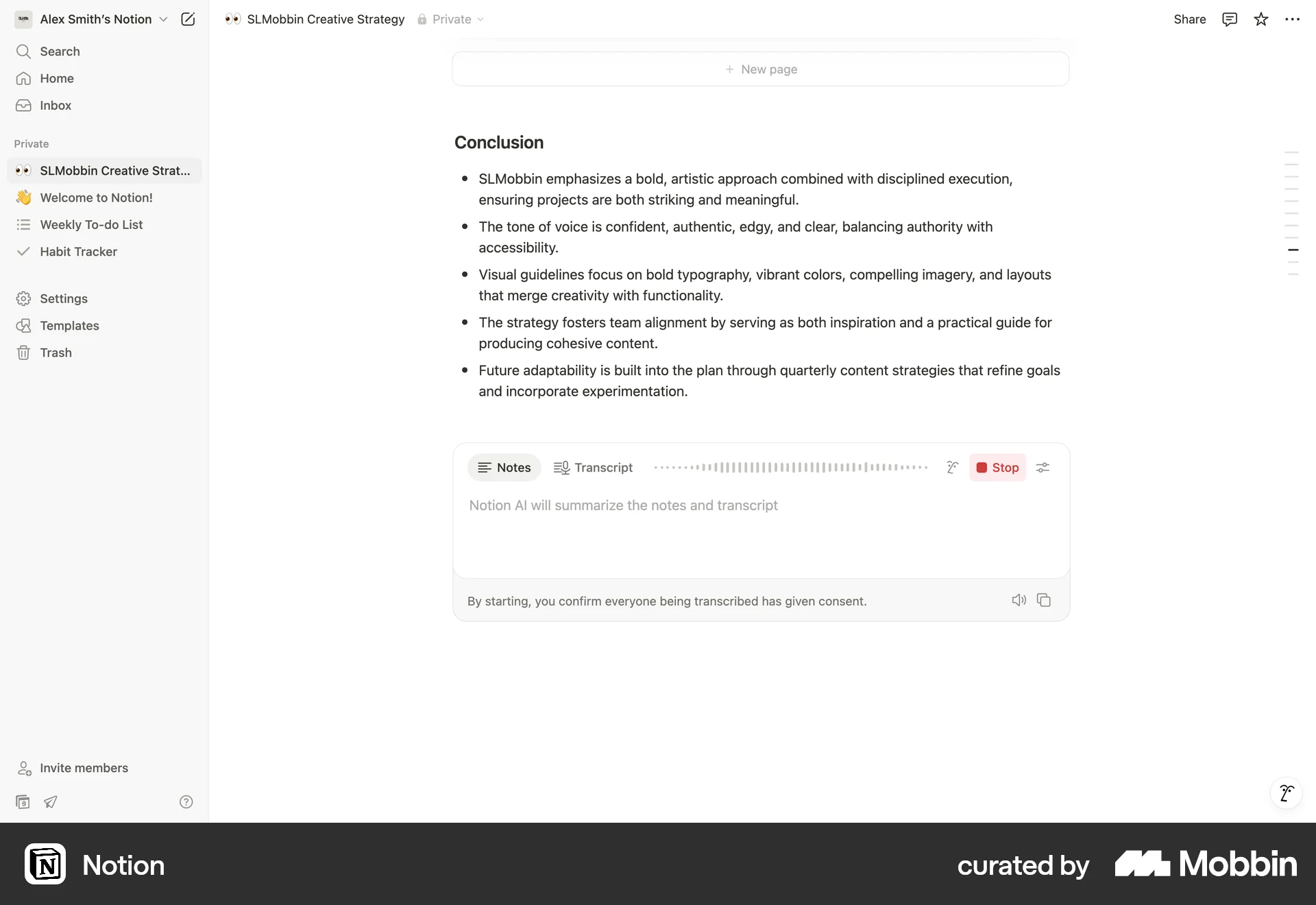 Notion Web Audio & Video Recorder screen